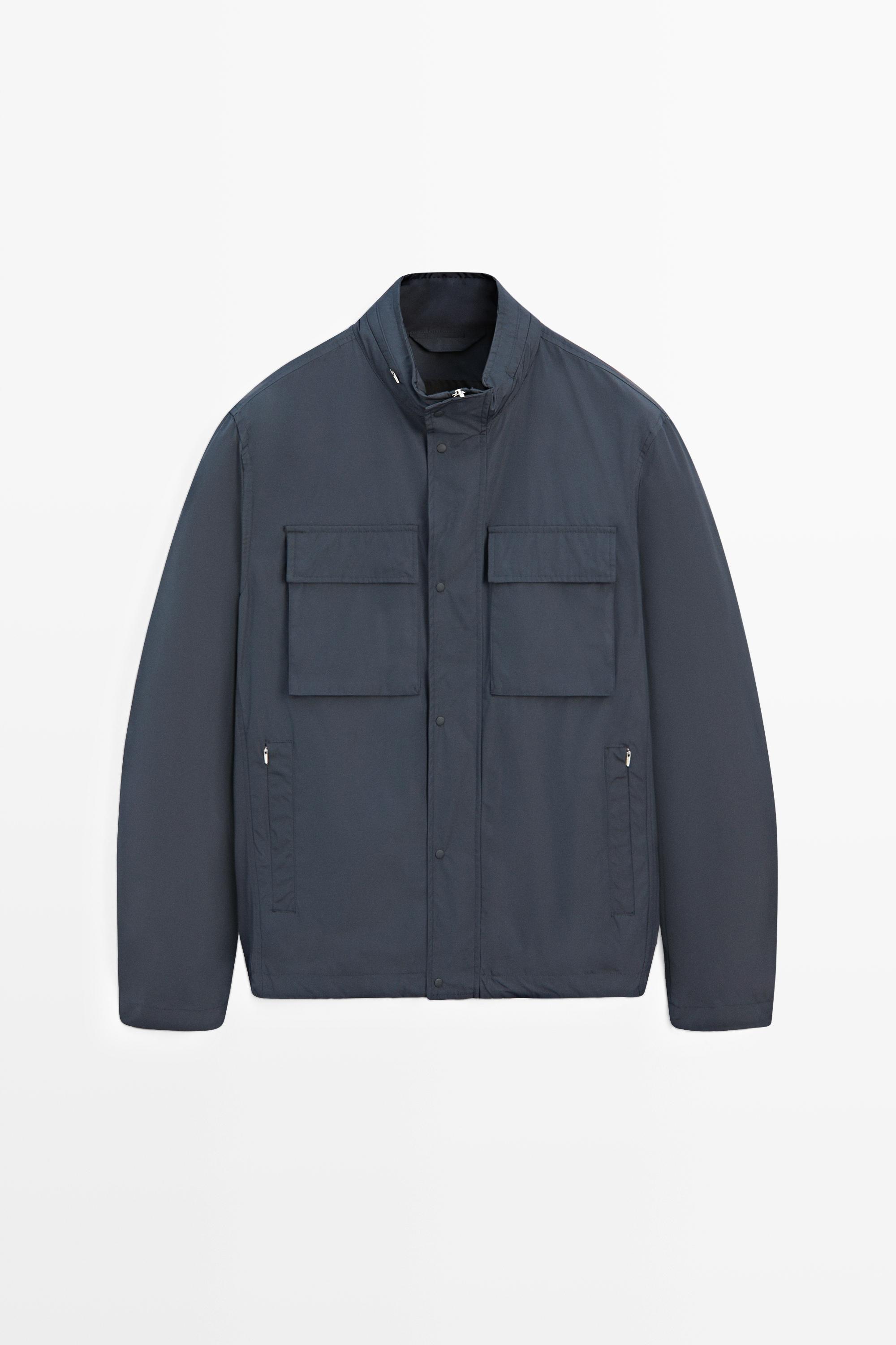 Technical fabric jacket with pocket details — BLUE