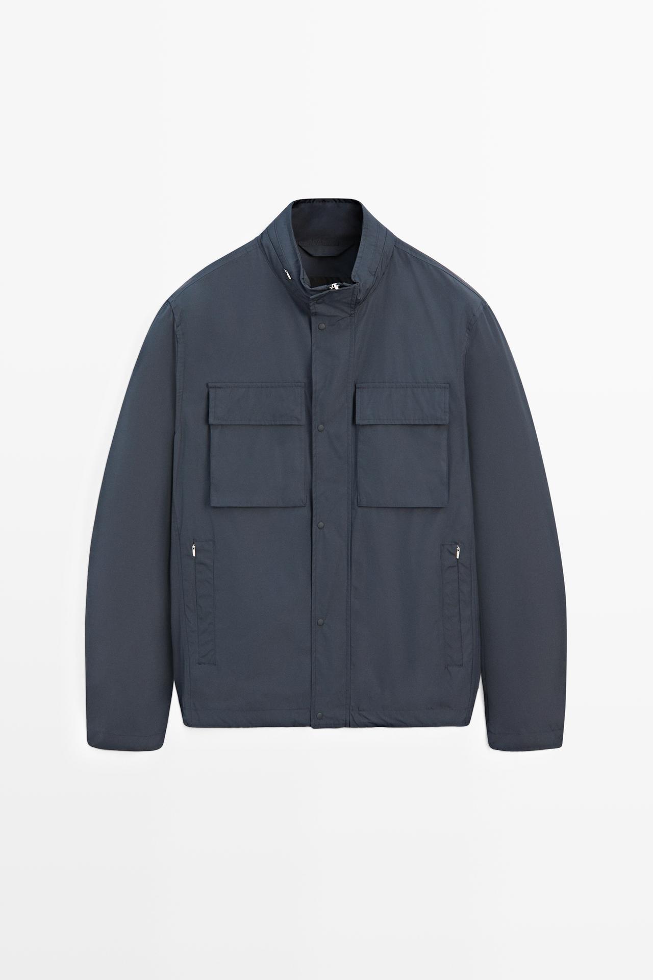 Technical fabric jacket with pocket details — BLUE