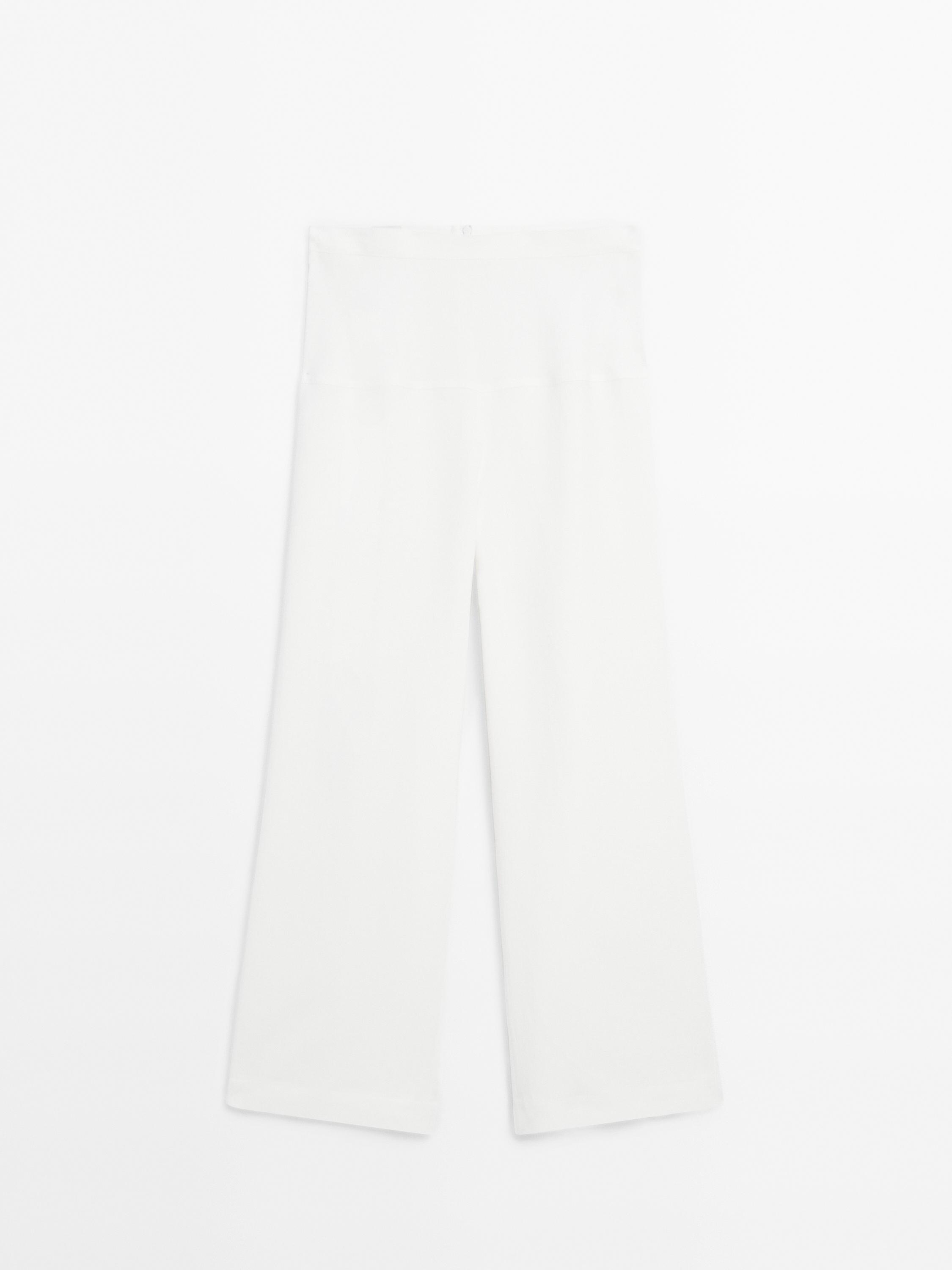 Korse kemerli dökümlü keten karışımlı pantolon - Limited Edition