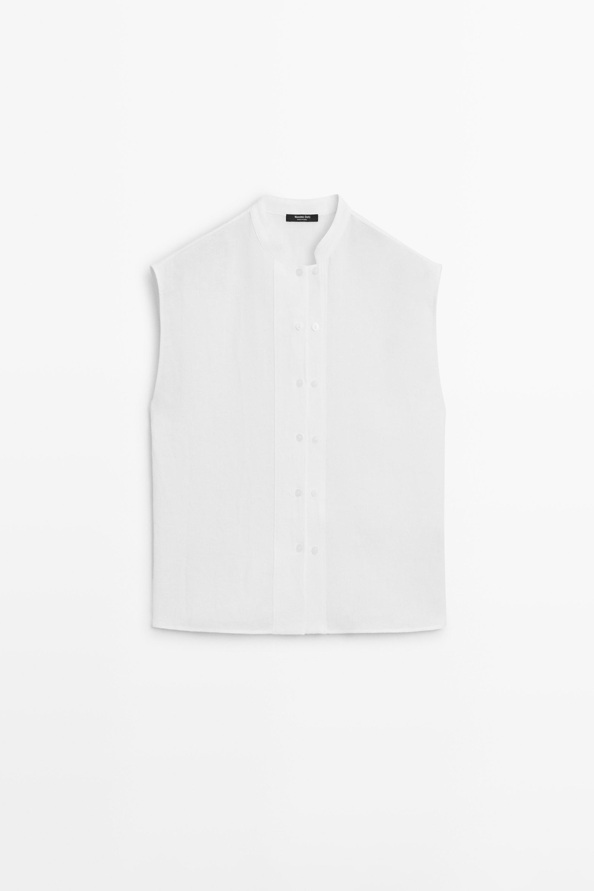 버튼 디테일 100% 린넨 플루이드 셔츠