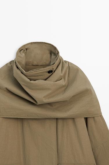 Quilted bomber jacket with scarf — CAMEL 4