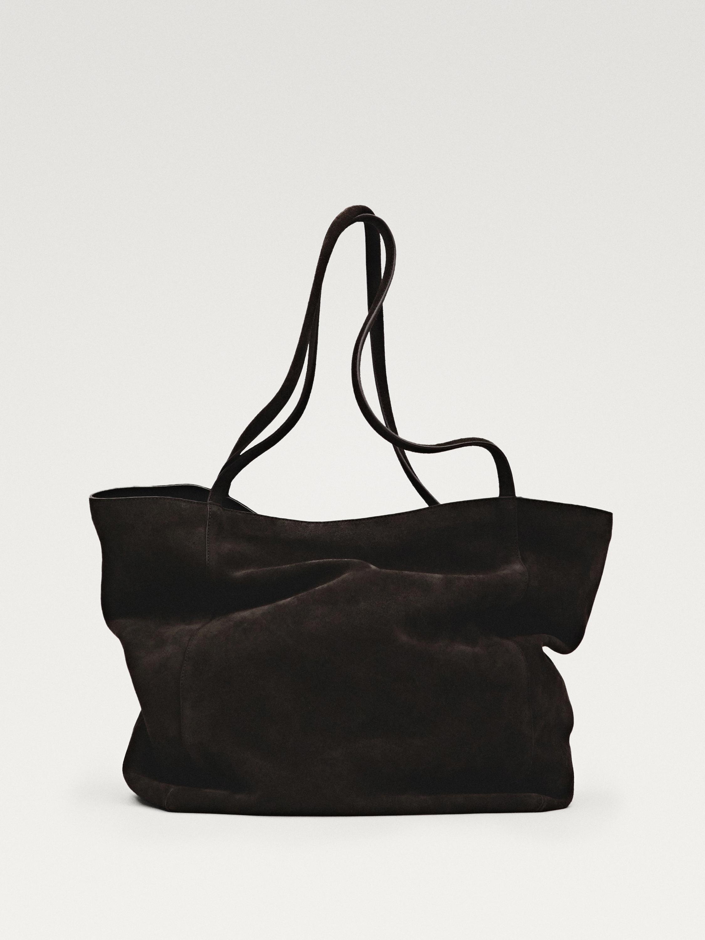 Split suede leather bucket bag