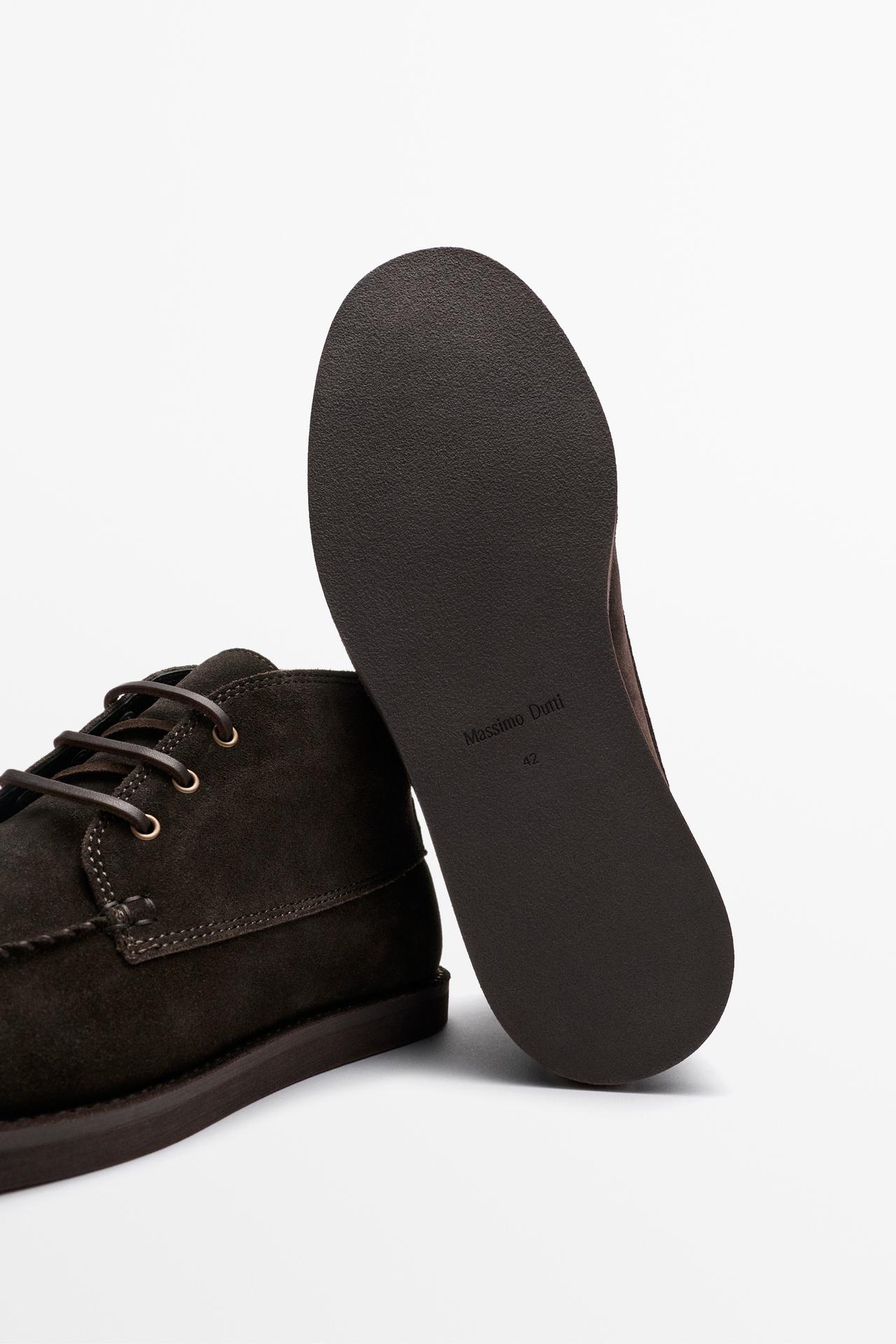 Split suede leather ankle boot — BROWN