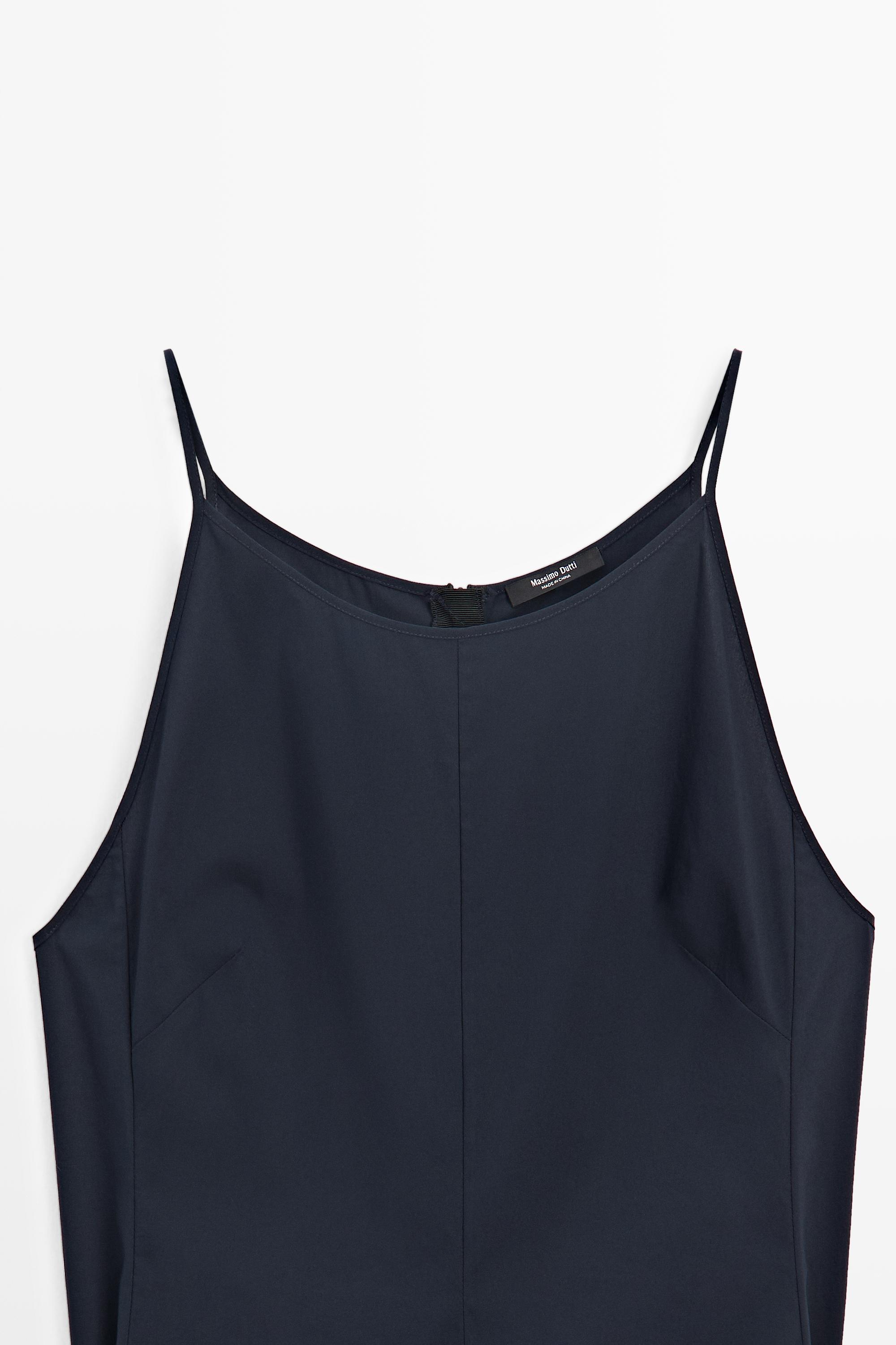Poplin dress with thin straps — BLUE
