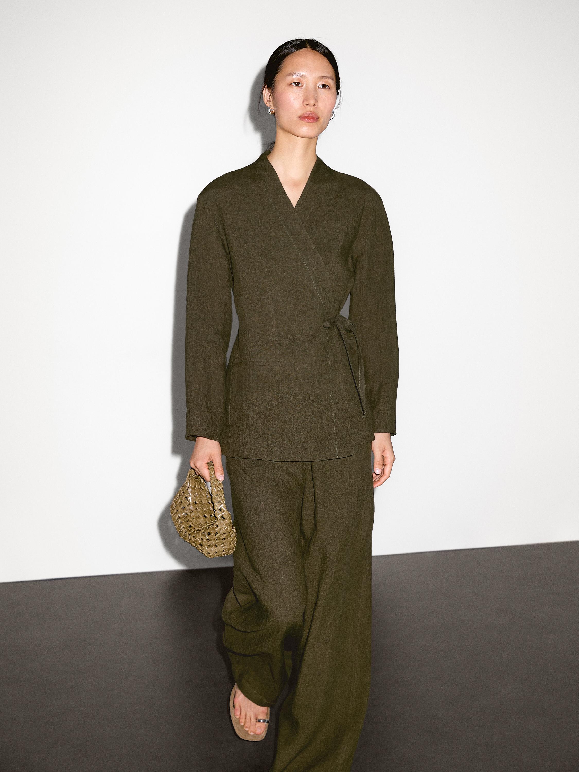 Брюки прямого кроя из 100% льна