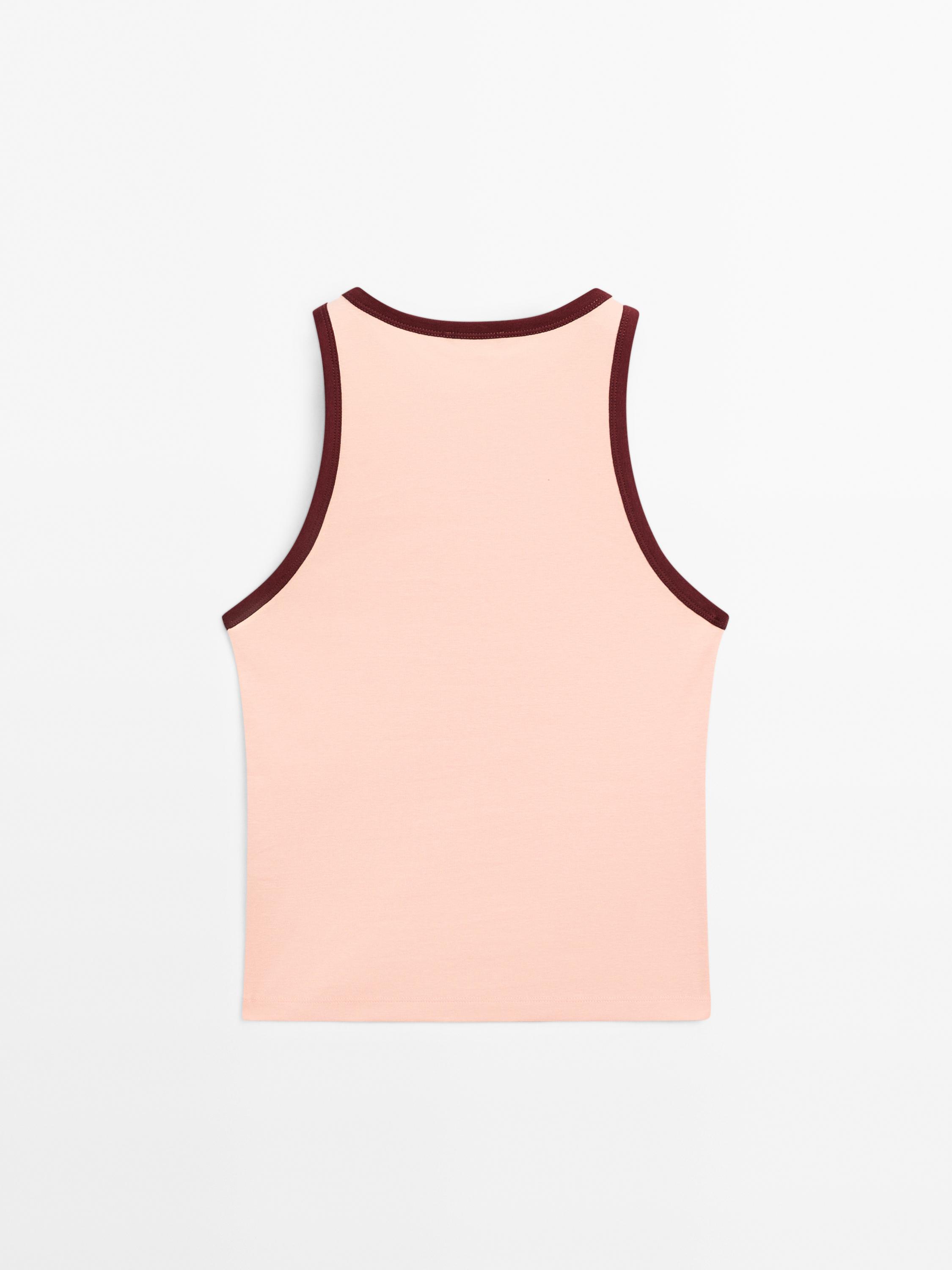100% cotton halter top with contrast detail