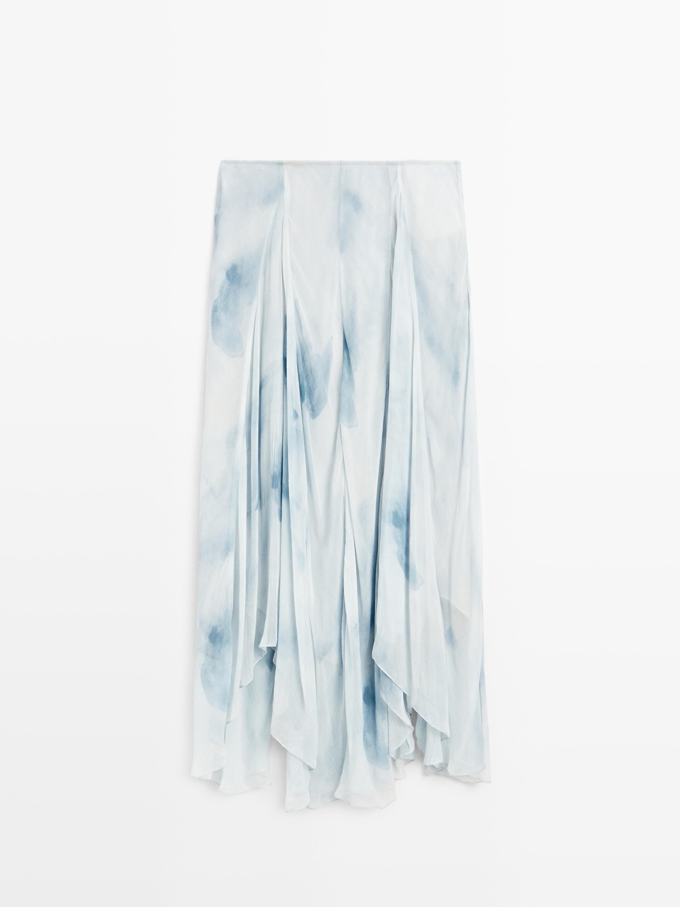 Flowing midi skirt with ruffles