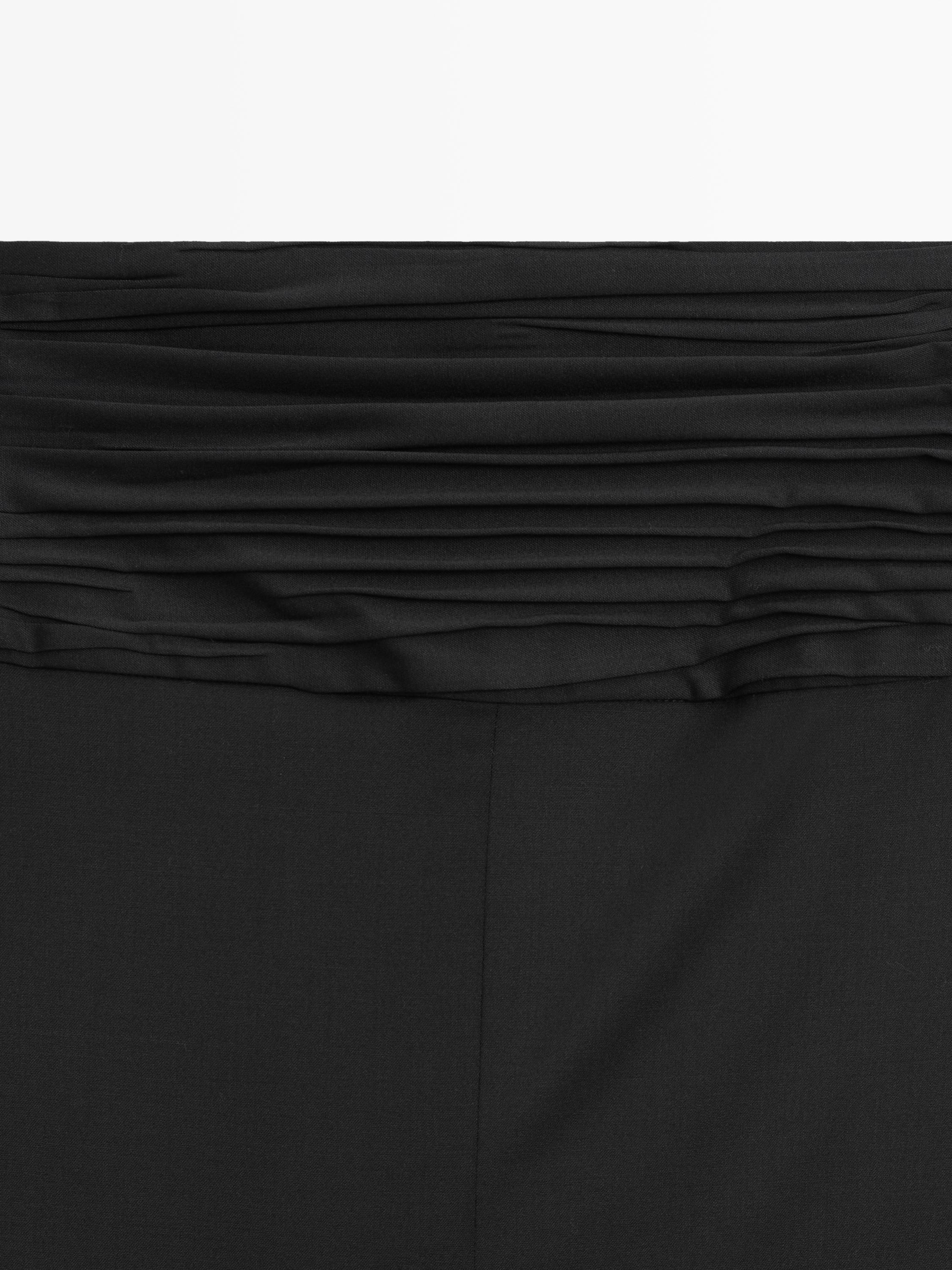 Straight midi skirt with gathered sash - STUDIO — BLACK
