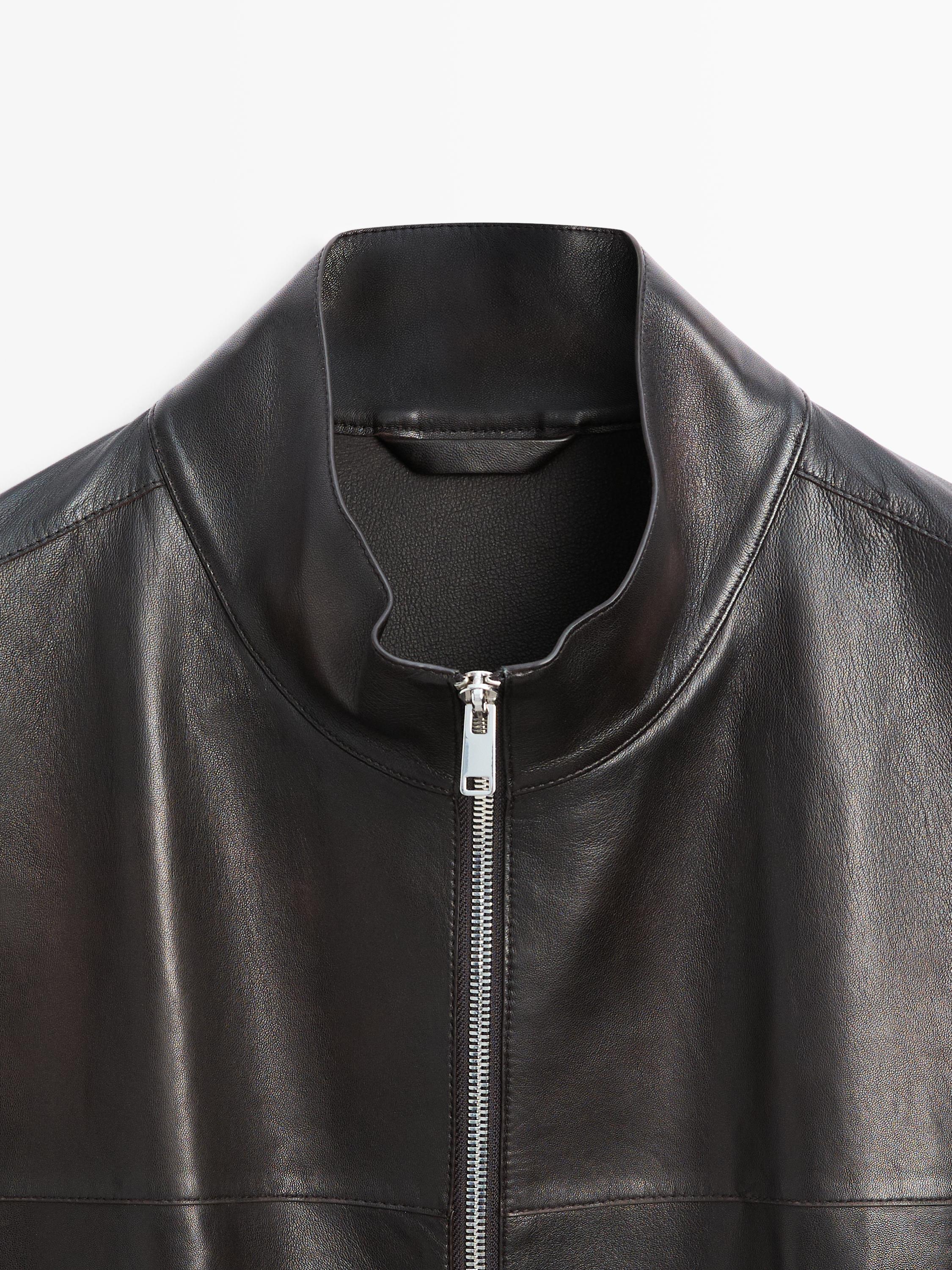 Distressed effect nappa leather jacket — BROWN