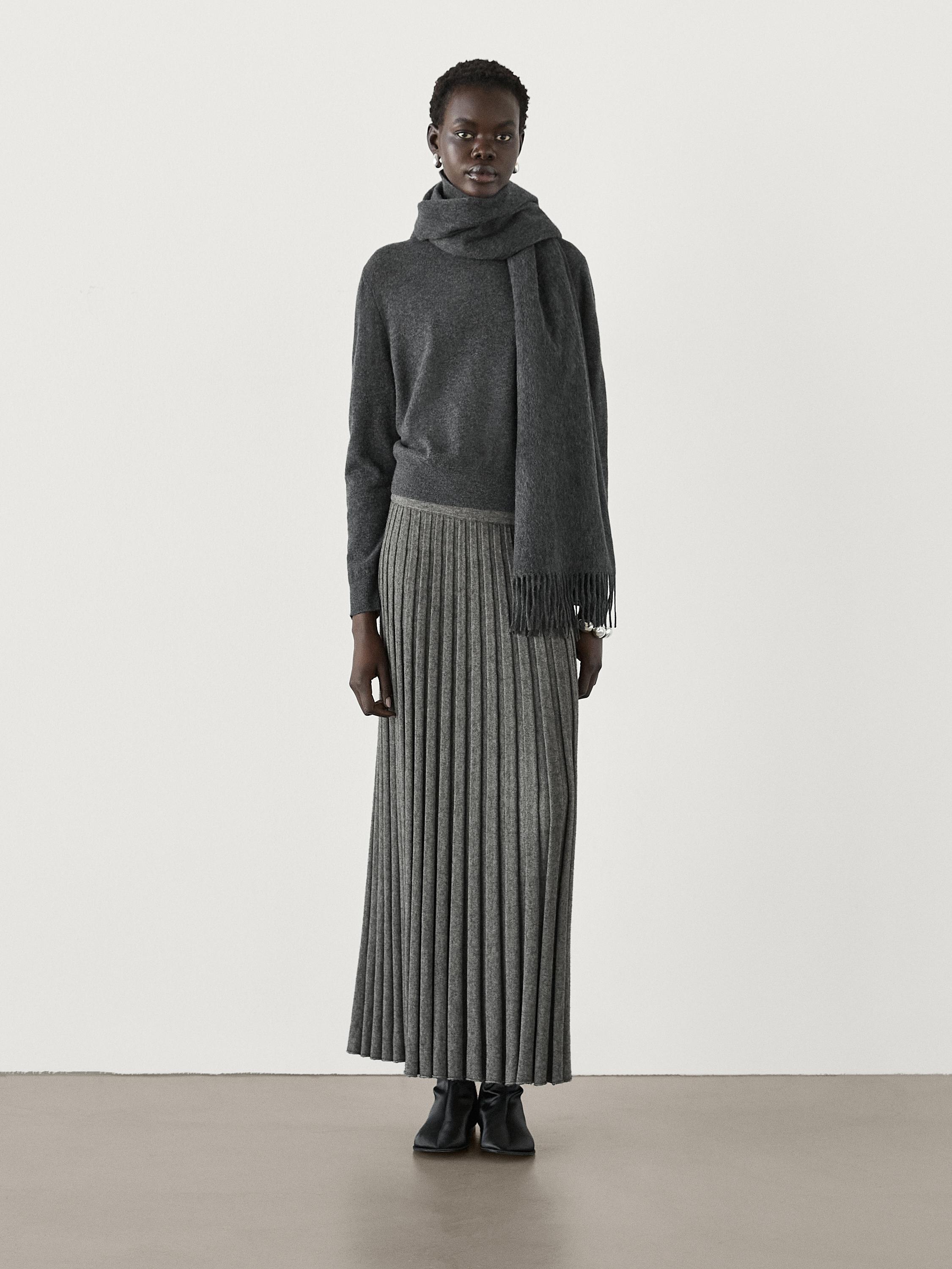 Gray pleated skirt best sale