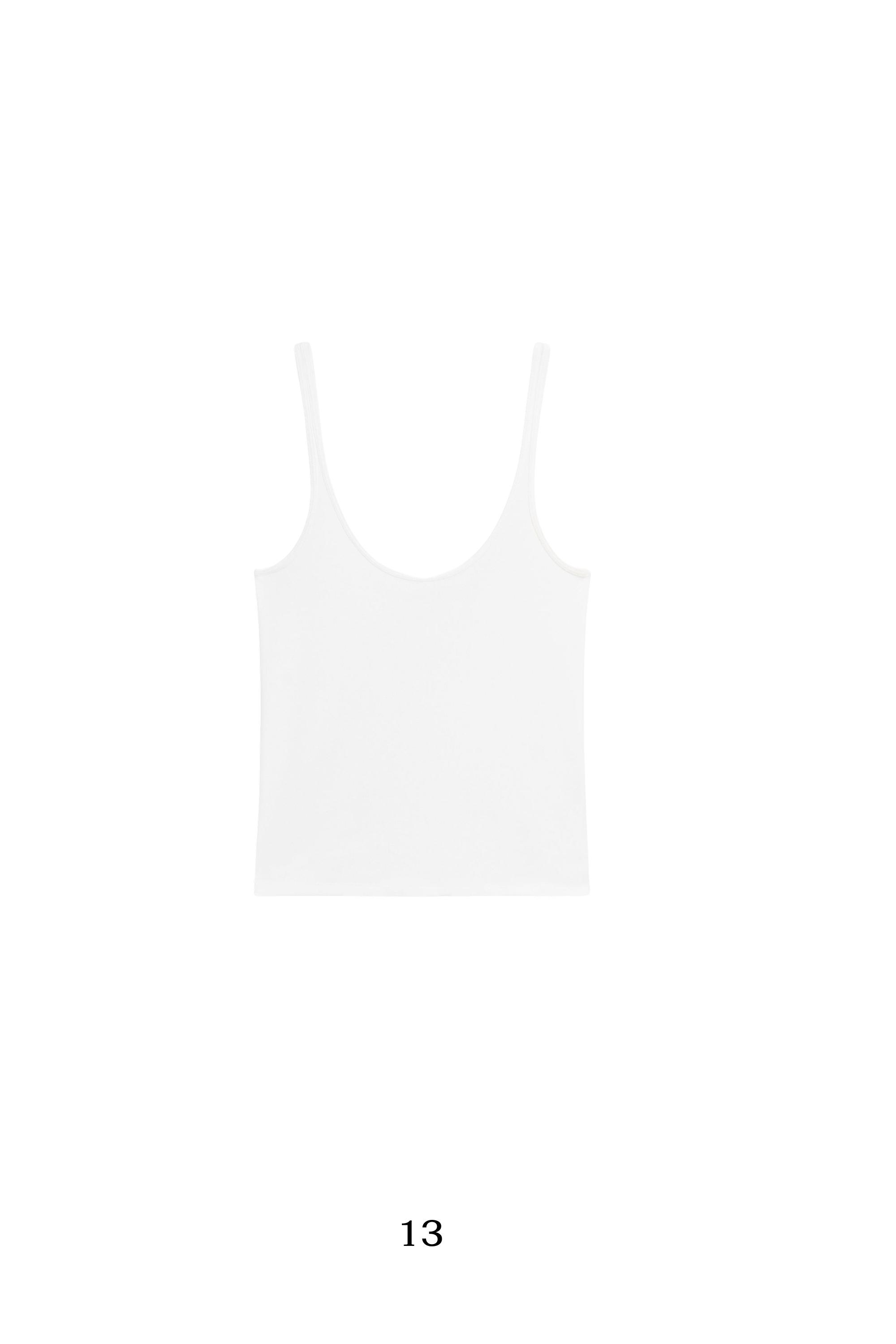 Strappy cotton blend top — WHITE