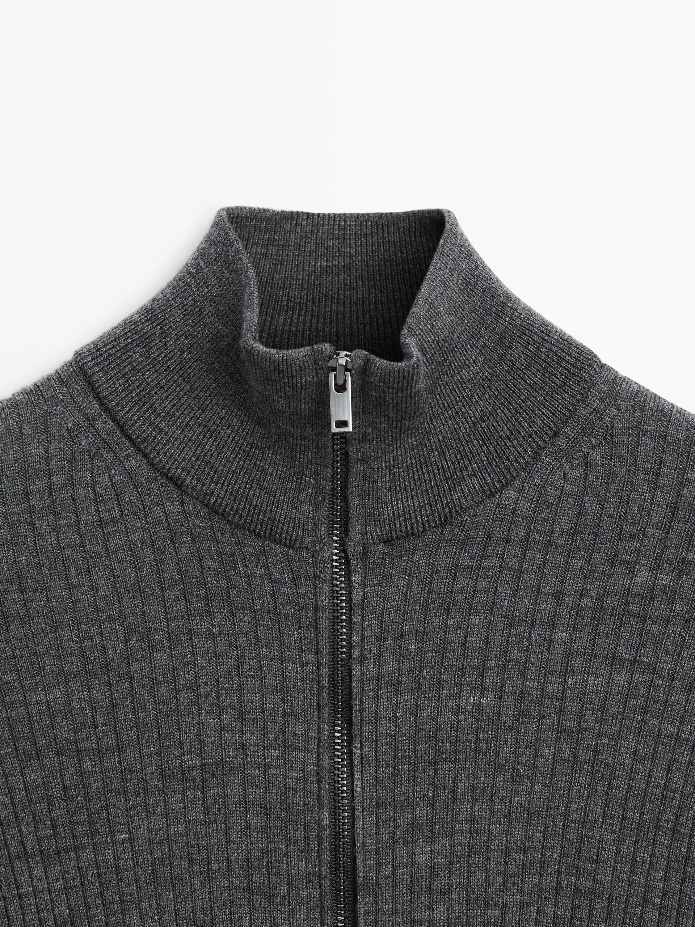 Wool zip-up cardigan · Anthracite Grey, Navy Blue · Cardigan