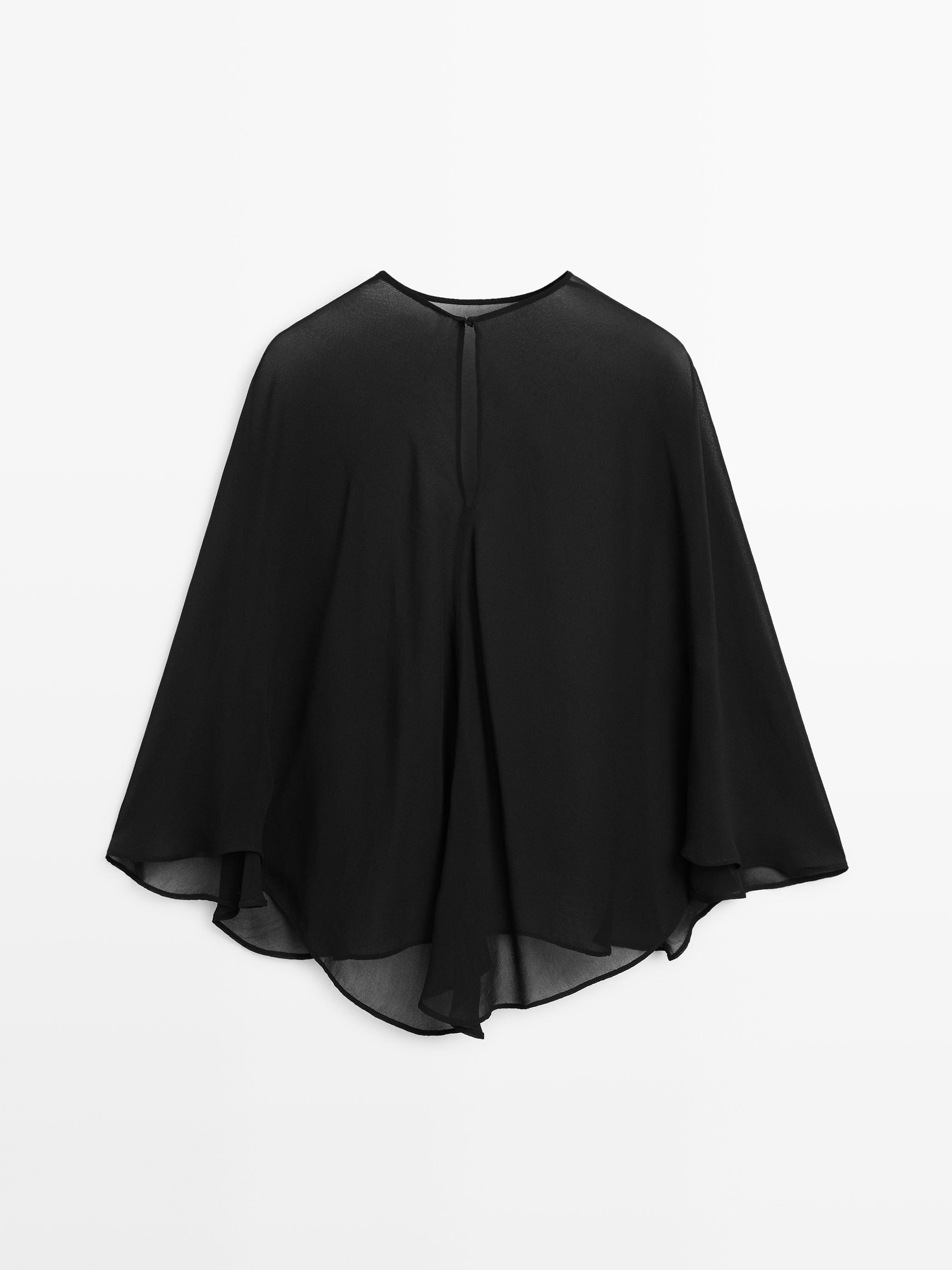 Flowing transparent cape - STUDIO · Black · Blazer | Massimo Dutti