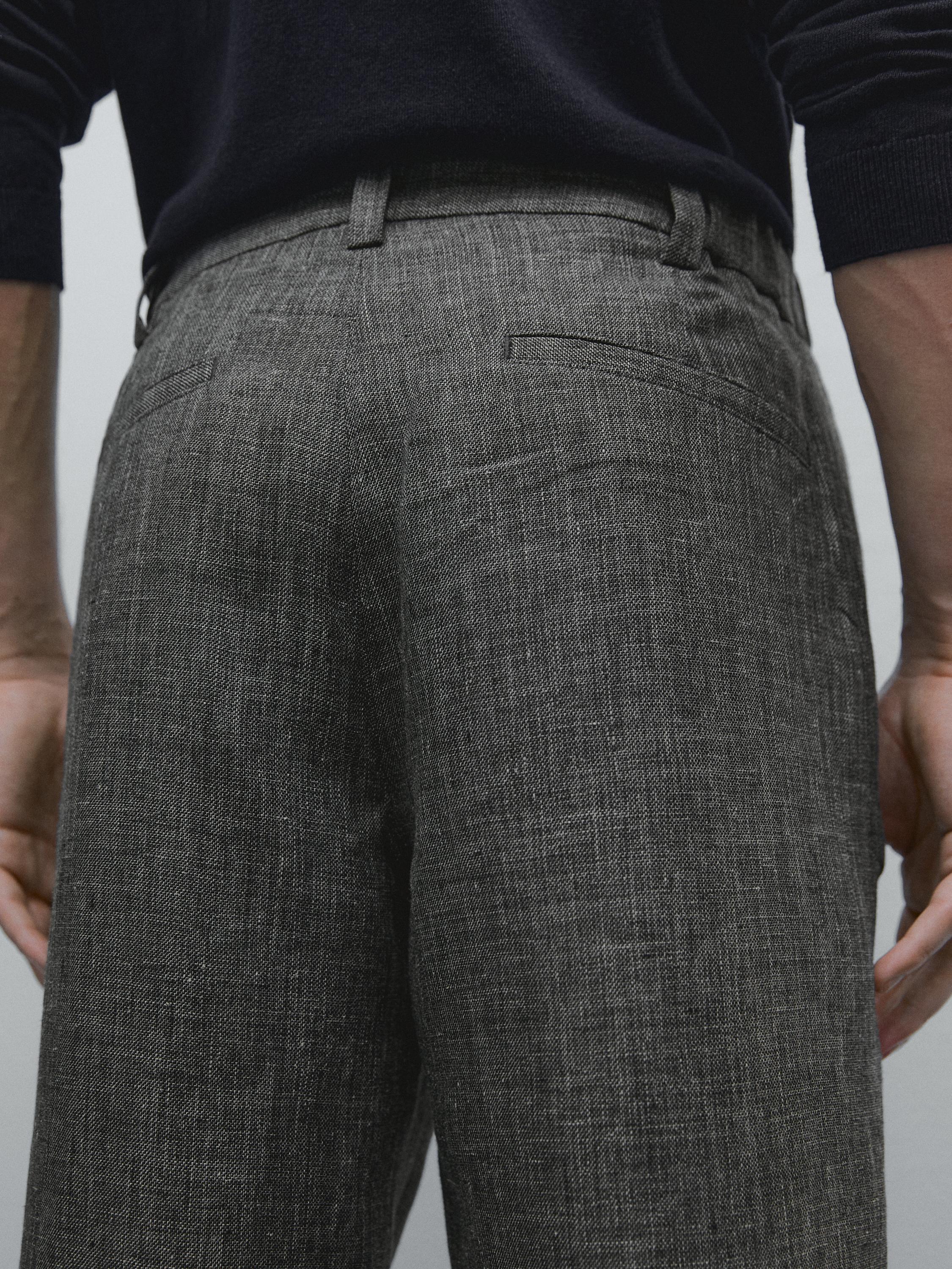 Pantalón tapered fit 100% lino