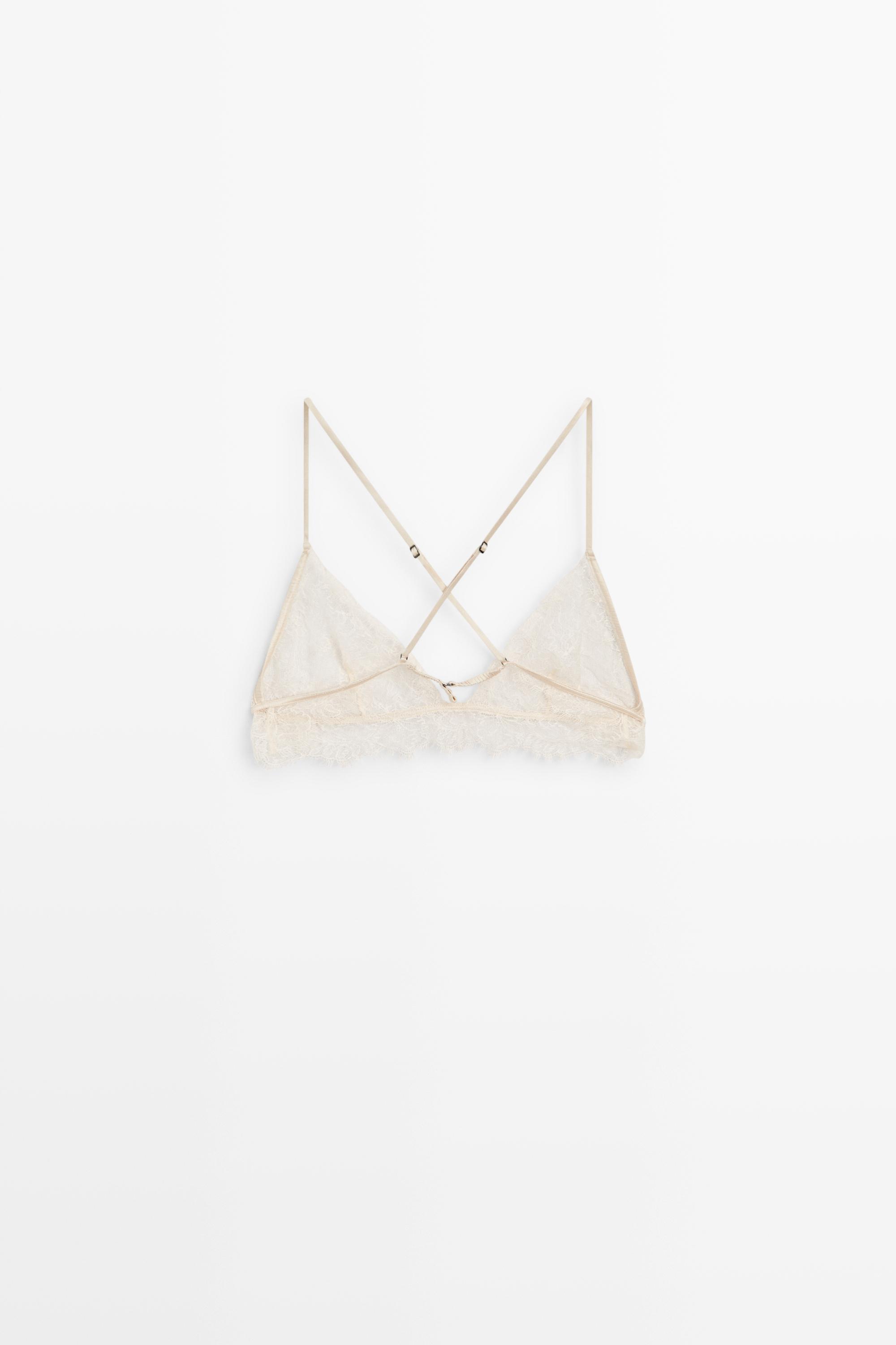 Lace bralette with scalloped hem — CREAM