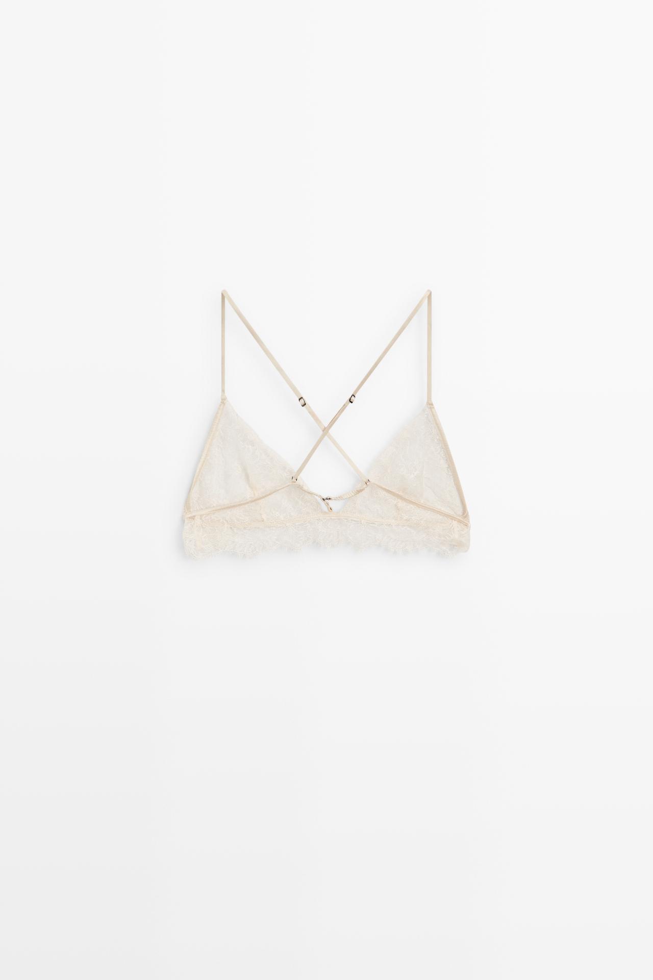 Lace bralette with scalloped hem — CREAM