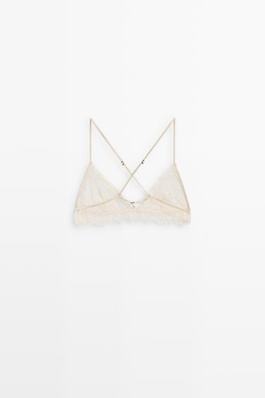 Lace bralette with scalloped hem — CREAM 6