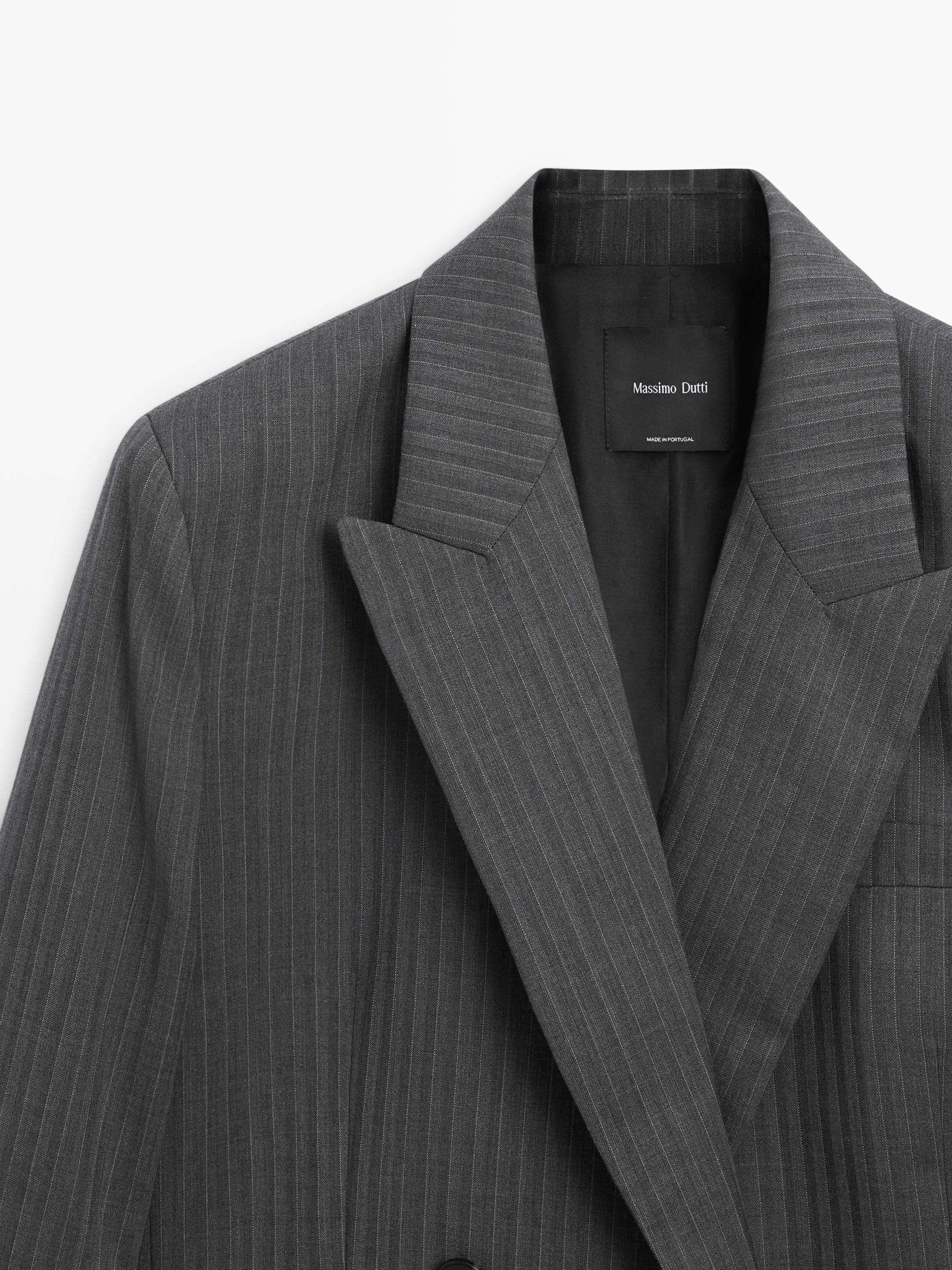 Pinstripe cool wool blend suit blazer