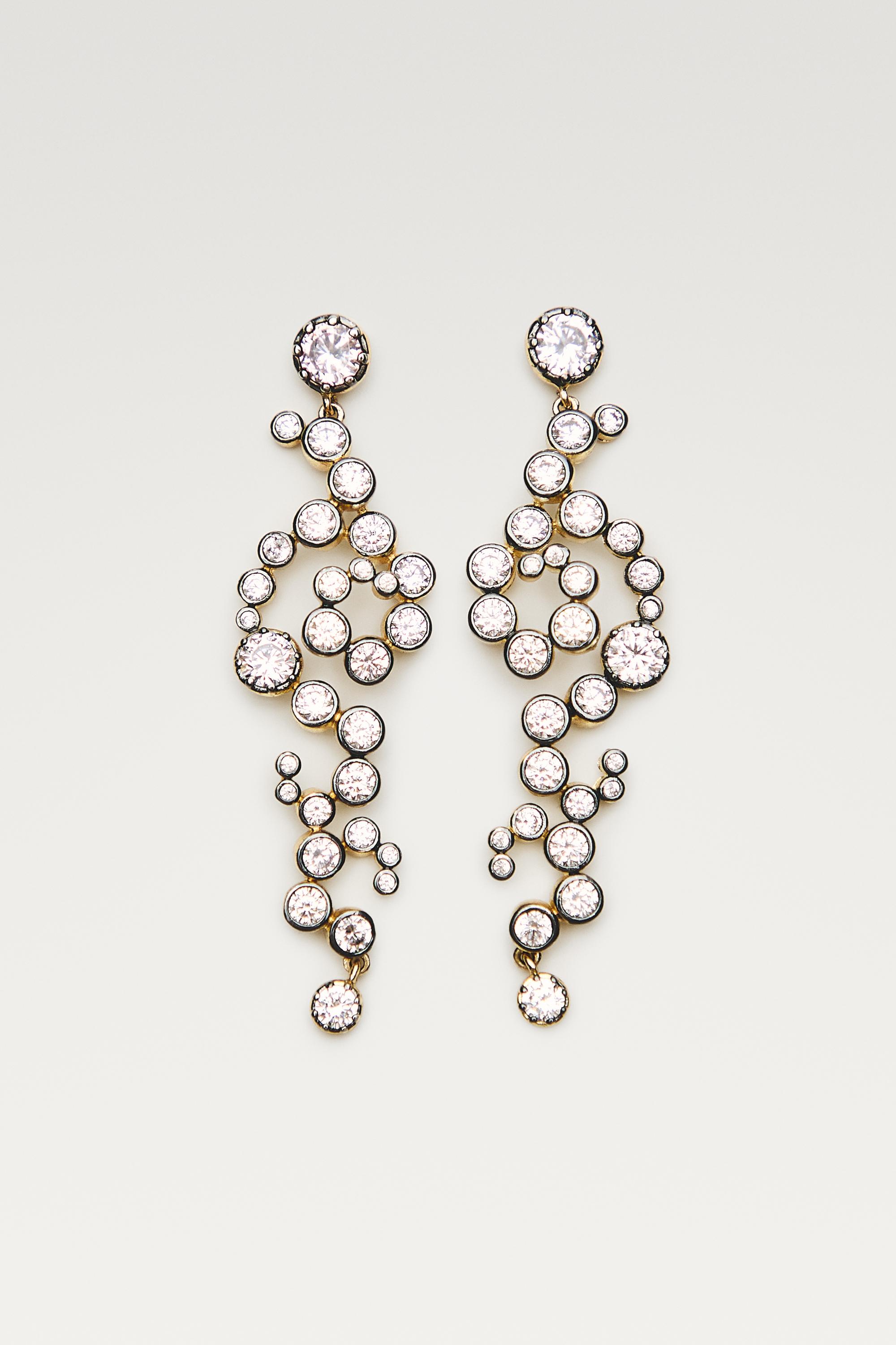 Spiral rhinestone dangle earrings — GOLDEN