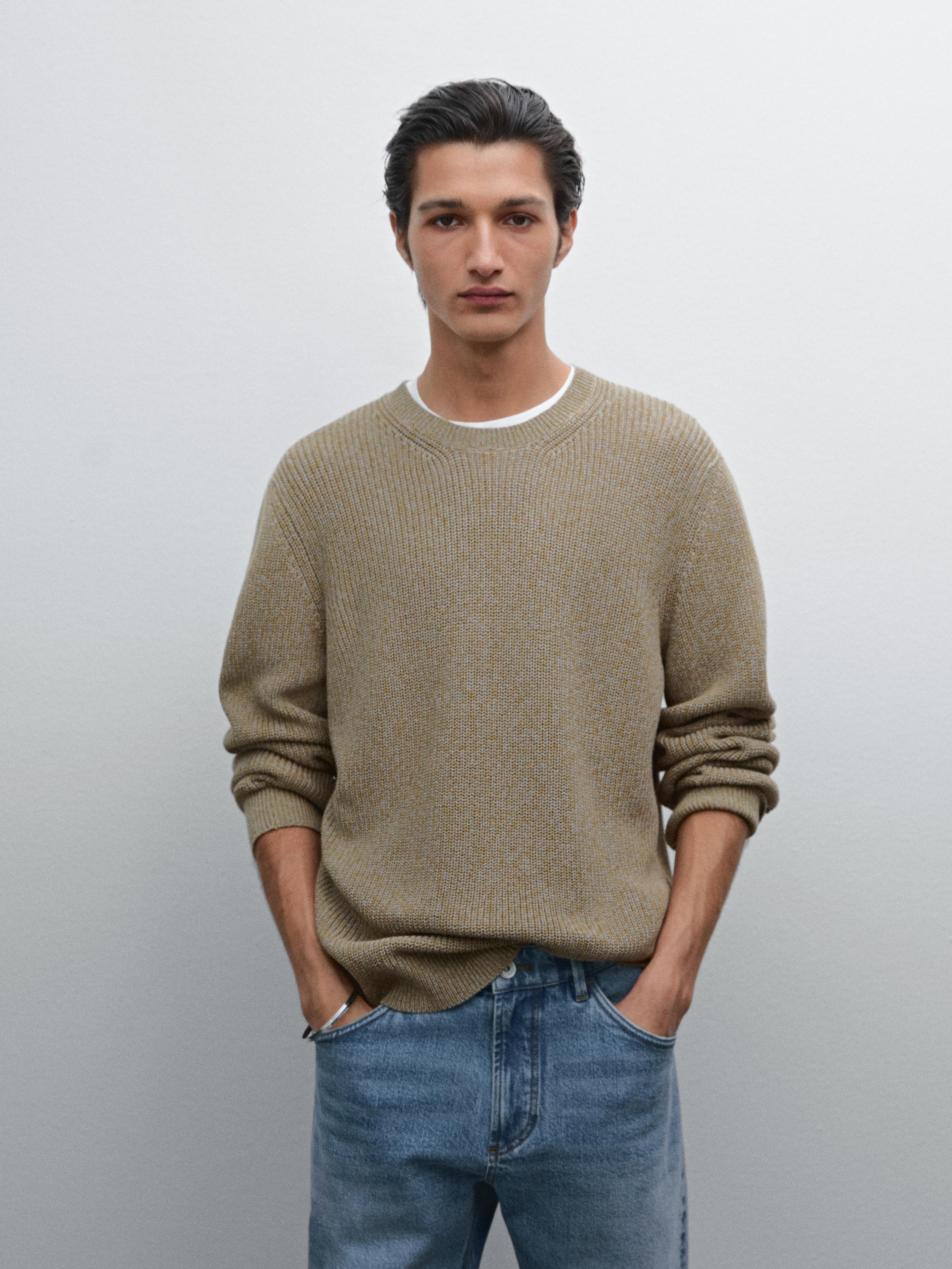 100% cotton ribbed knit sweater