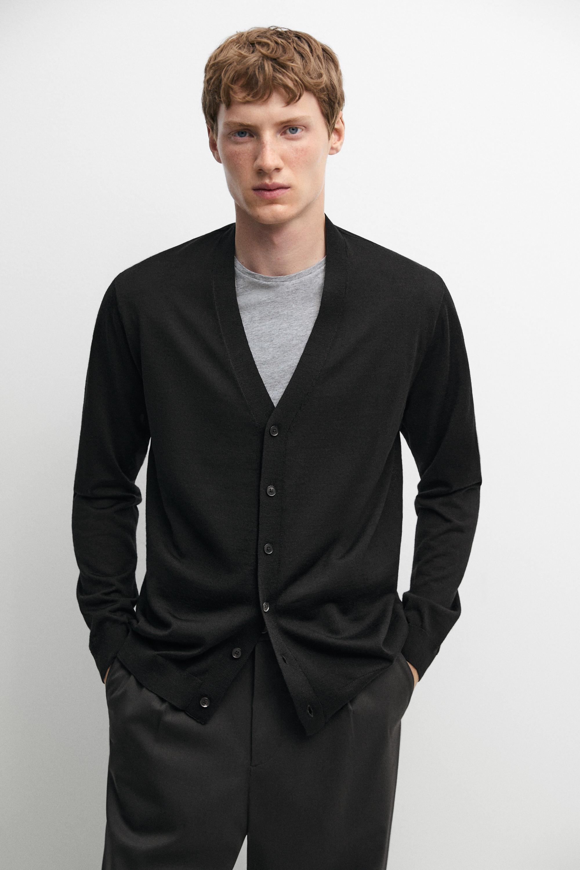 Merino wool button-up cardigan