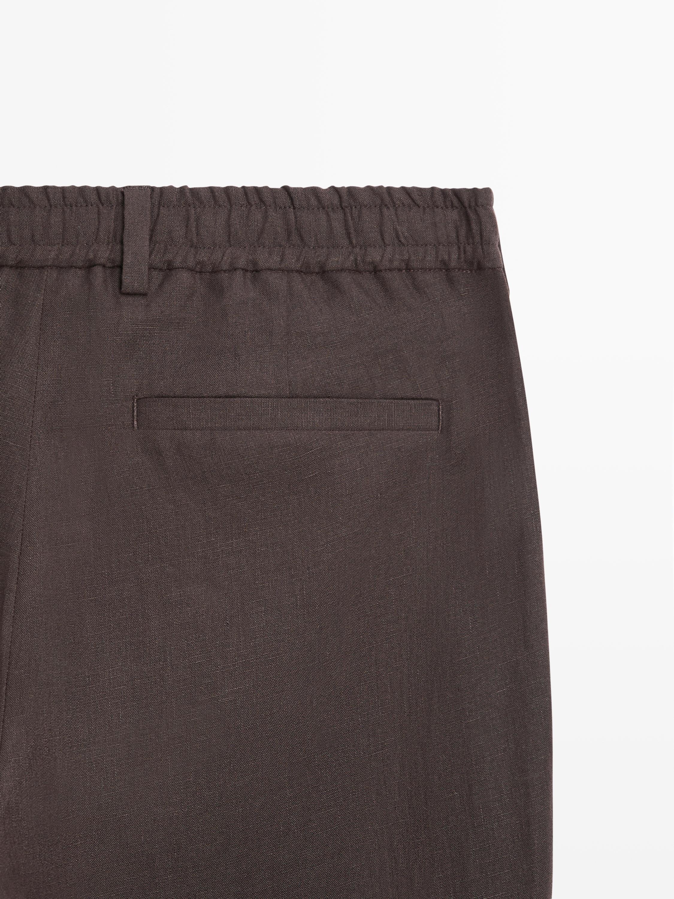 Total look linen trousers — Chocolate