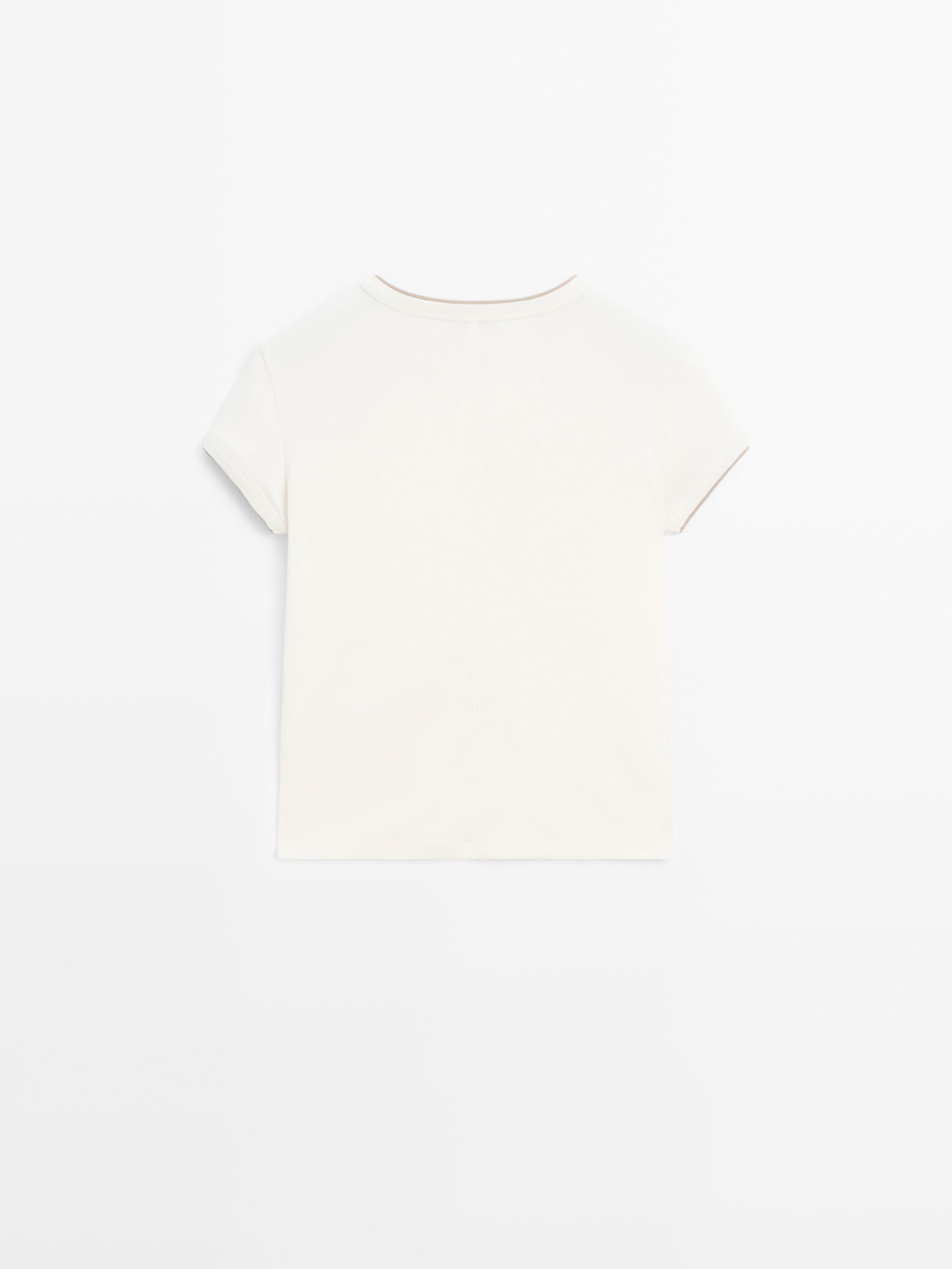 100% cotton contrast ribbed T-shirt
