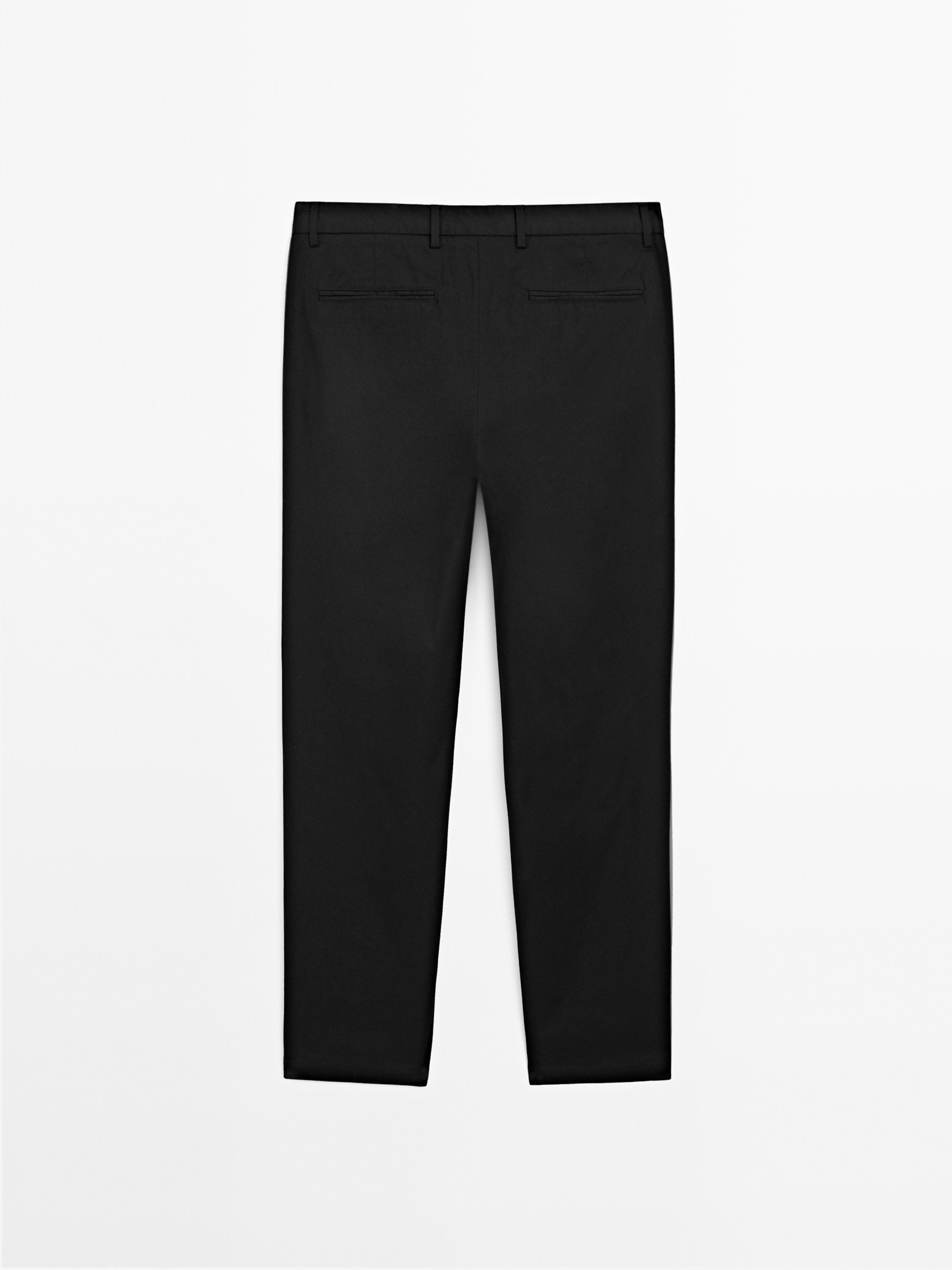 Cotton blend slim fit trousers