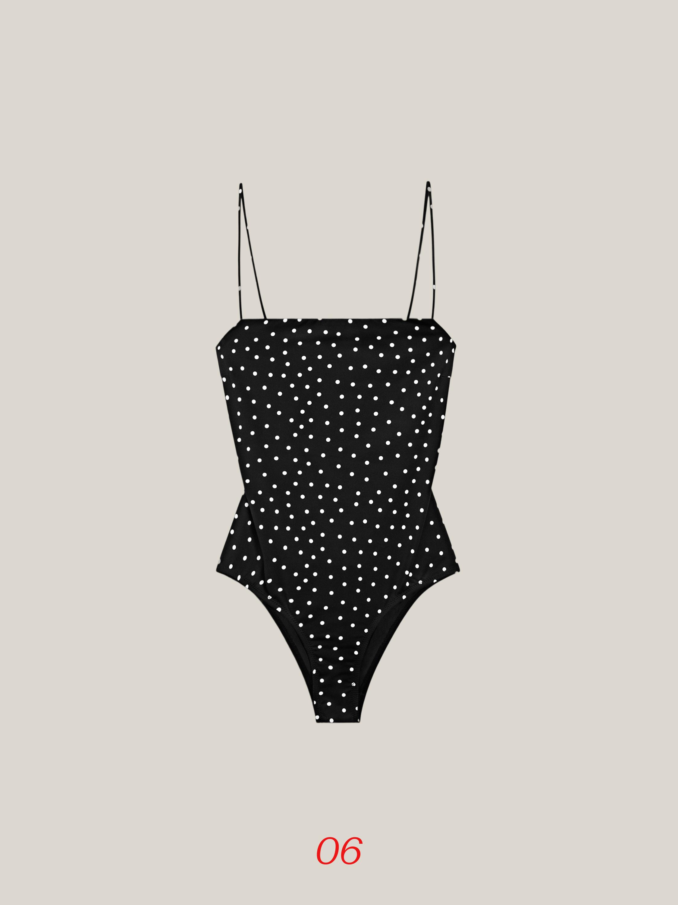 Polka dot print swimsuit — BLACK