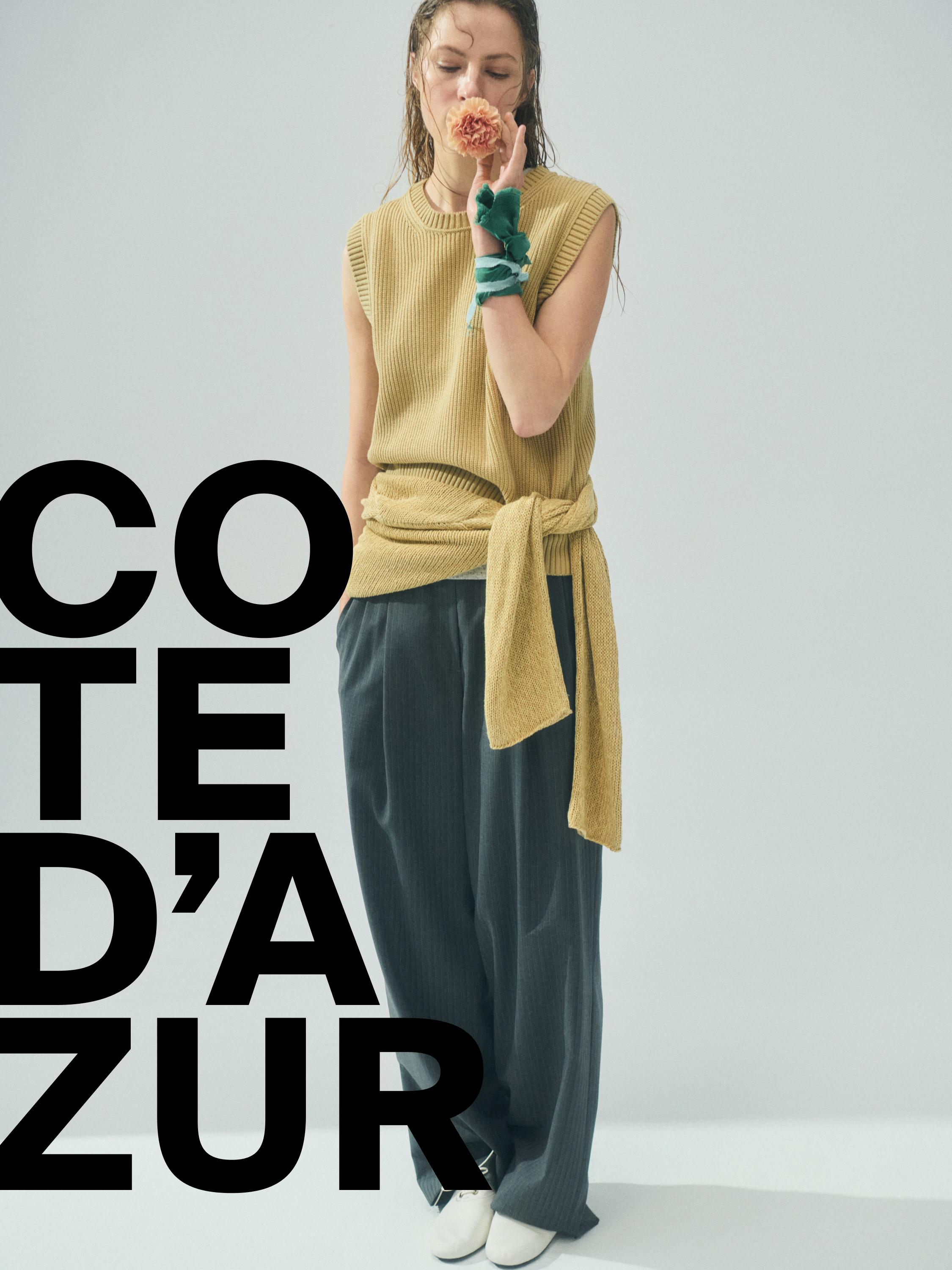 Cotton knit crew neck vest — GREENISH