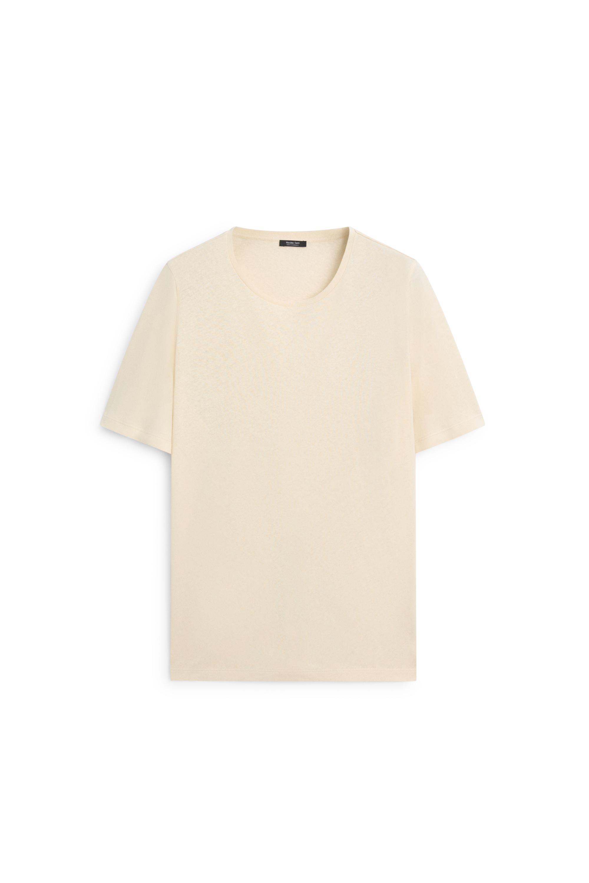 Short sleeve linen and cotton T-shirt — YELLOW