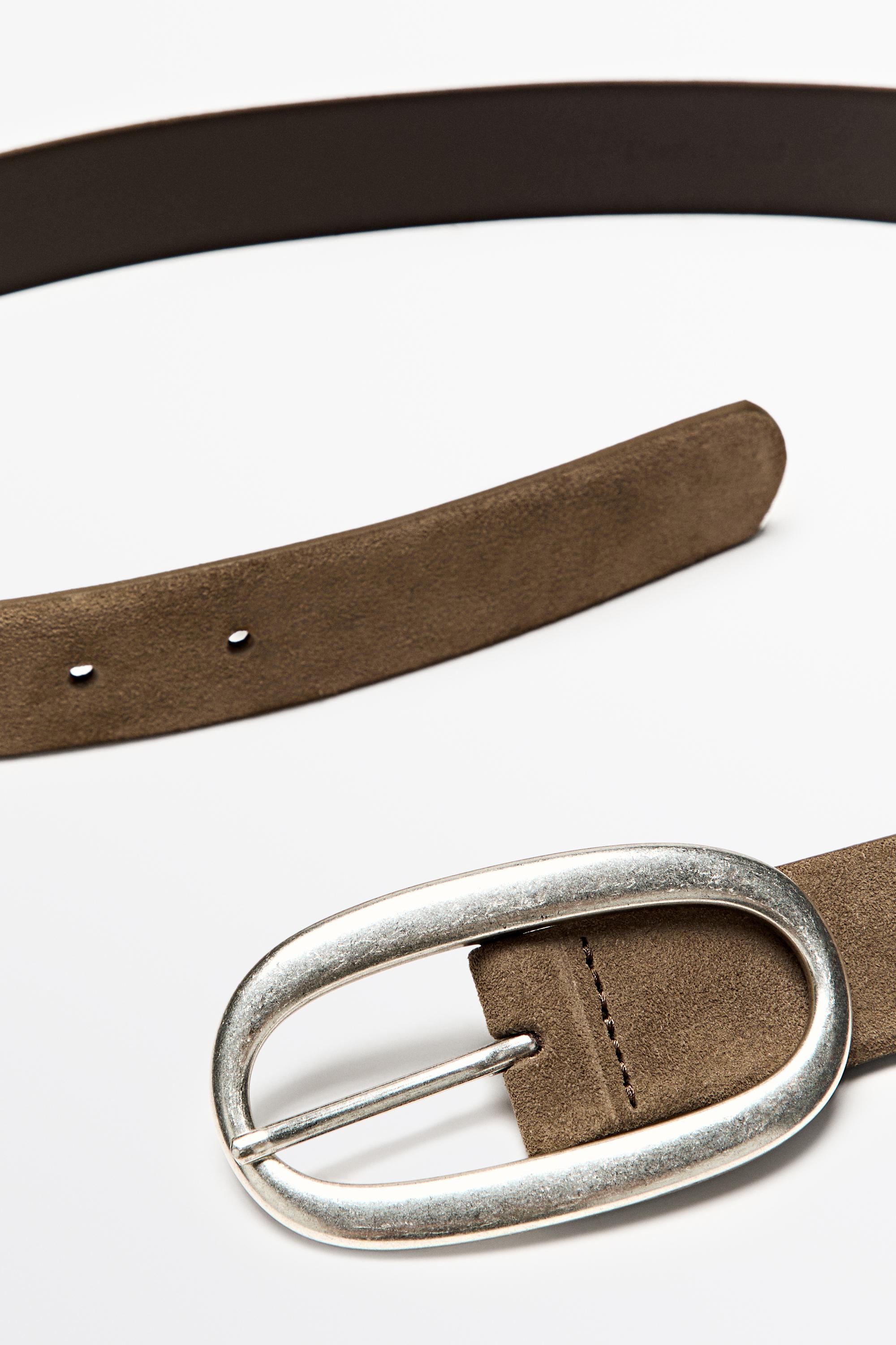 Split suede leather belt — MOLE BROWN