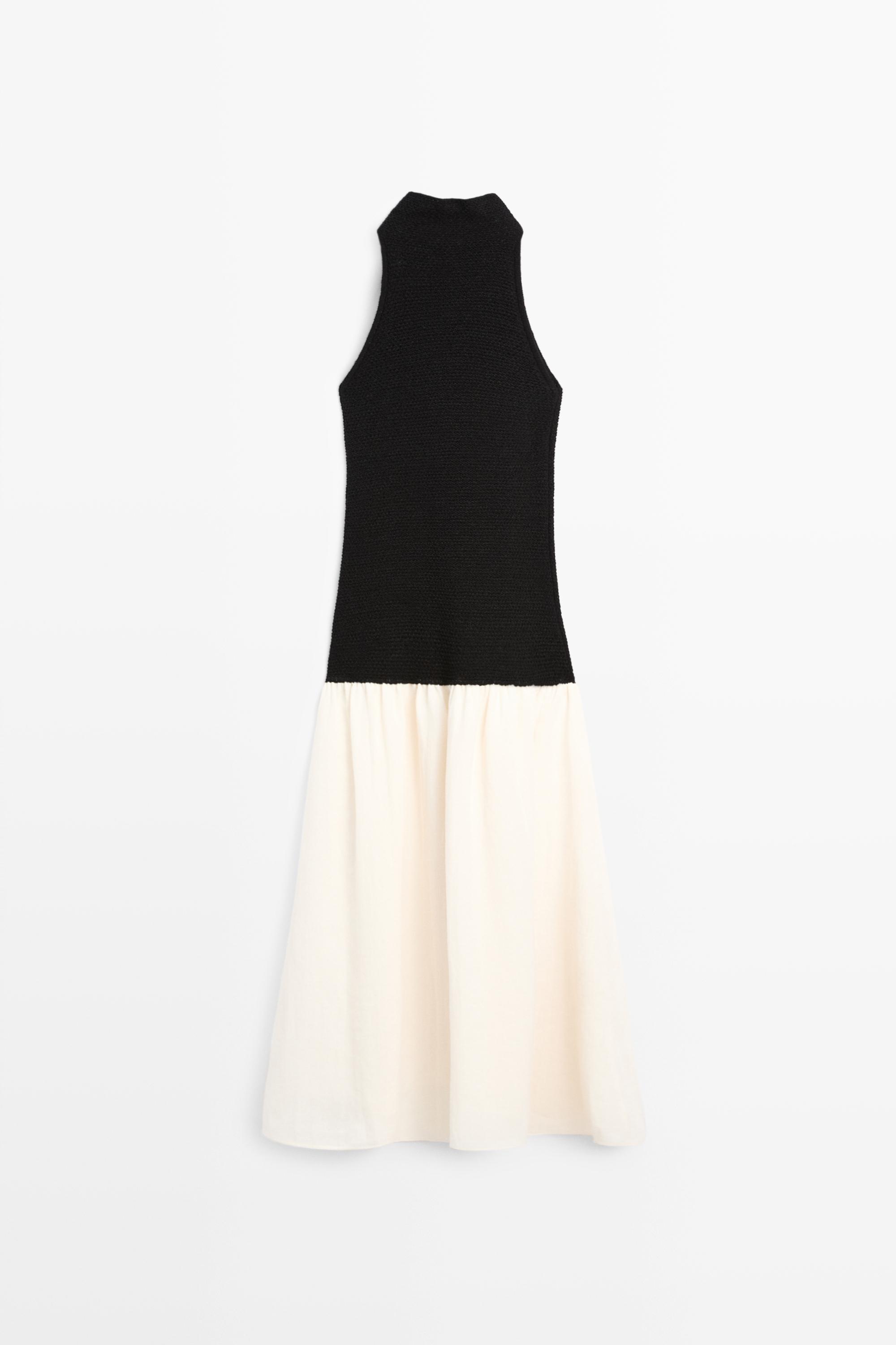 Combined midi dress — BLACK
