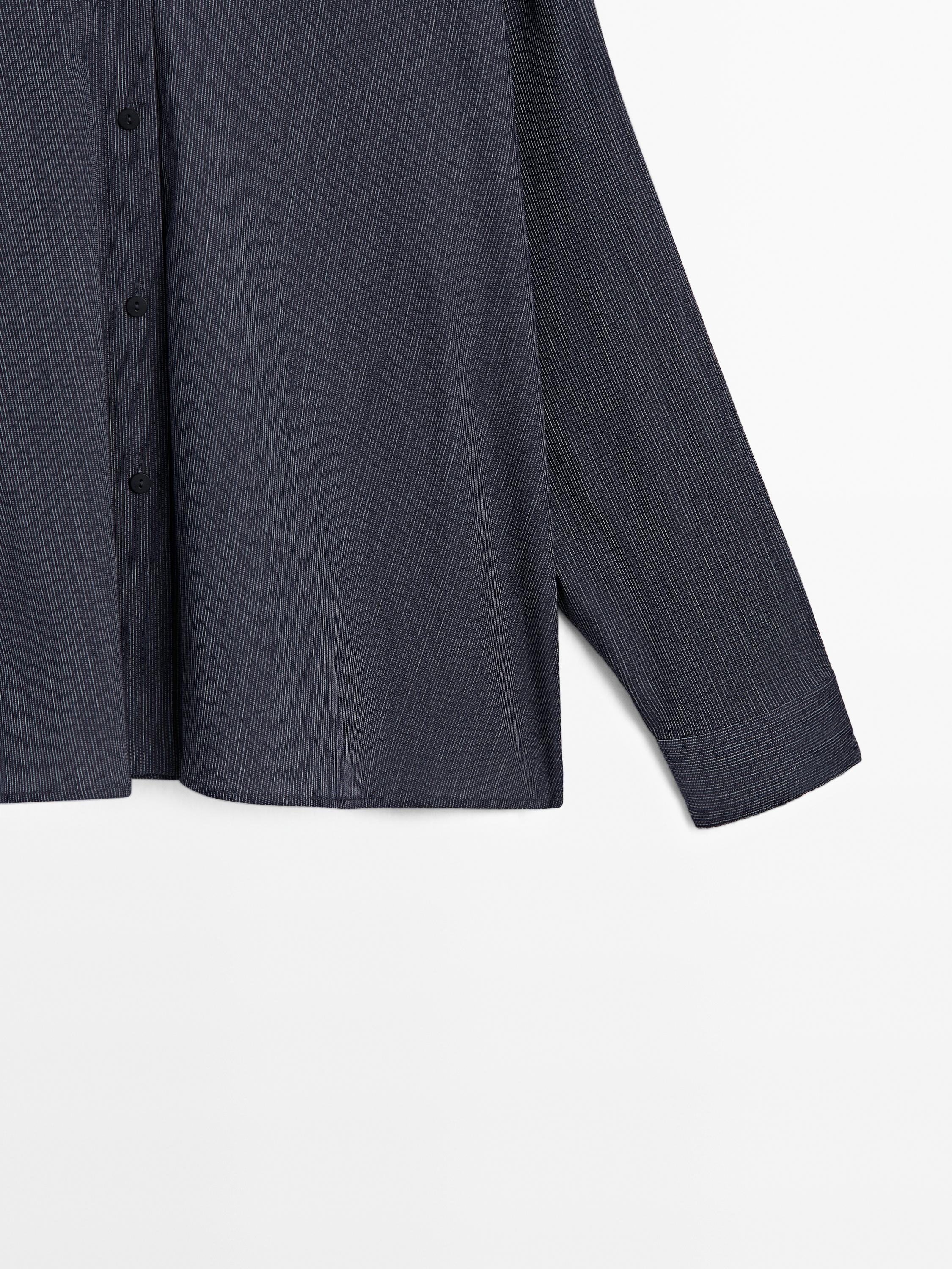 Cotton blend multi-stripe shirt