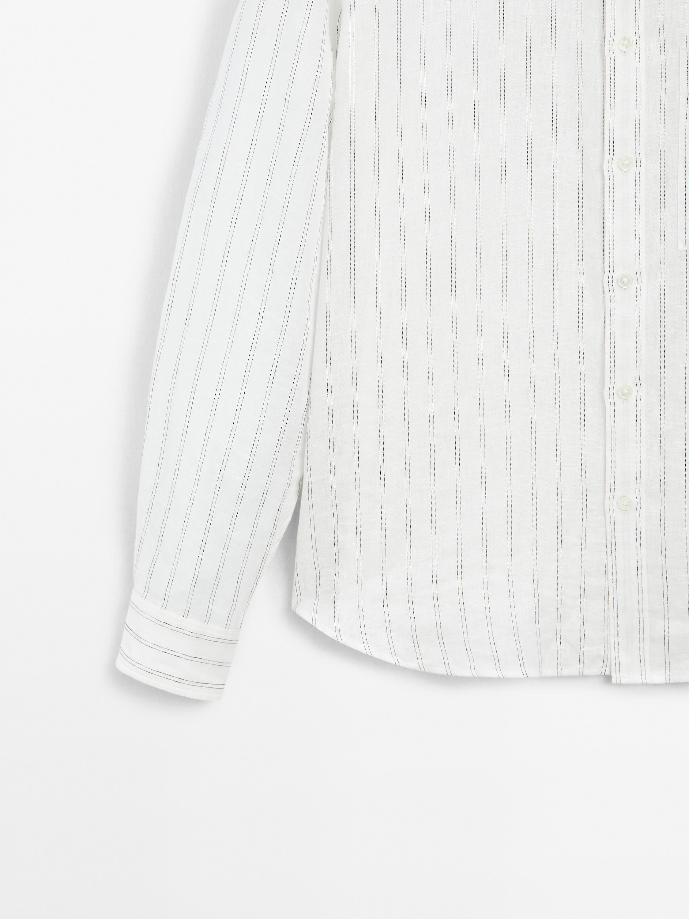 Regular fit striped linen shirt