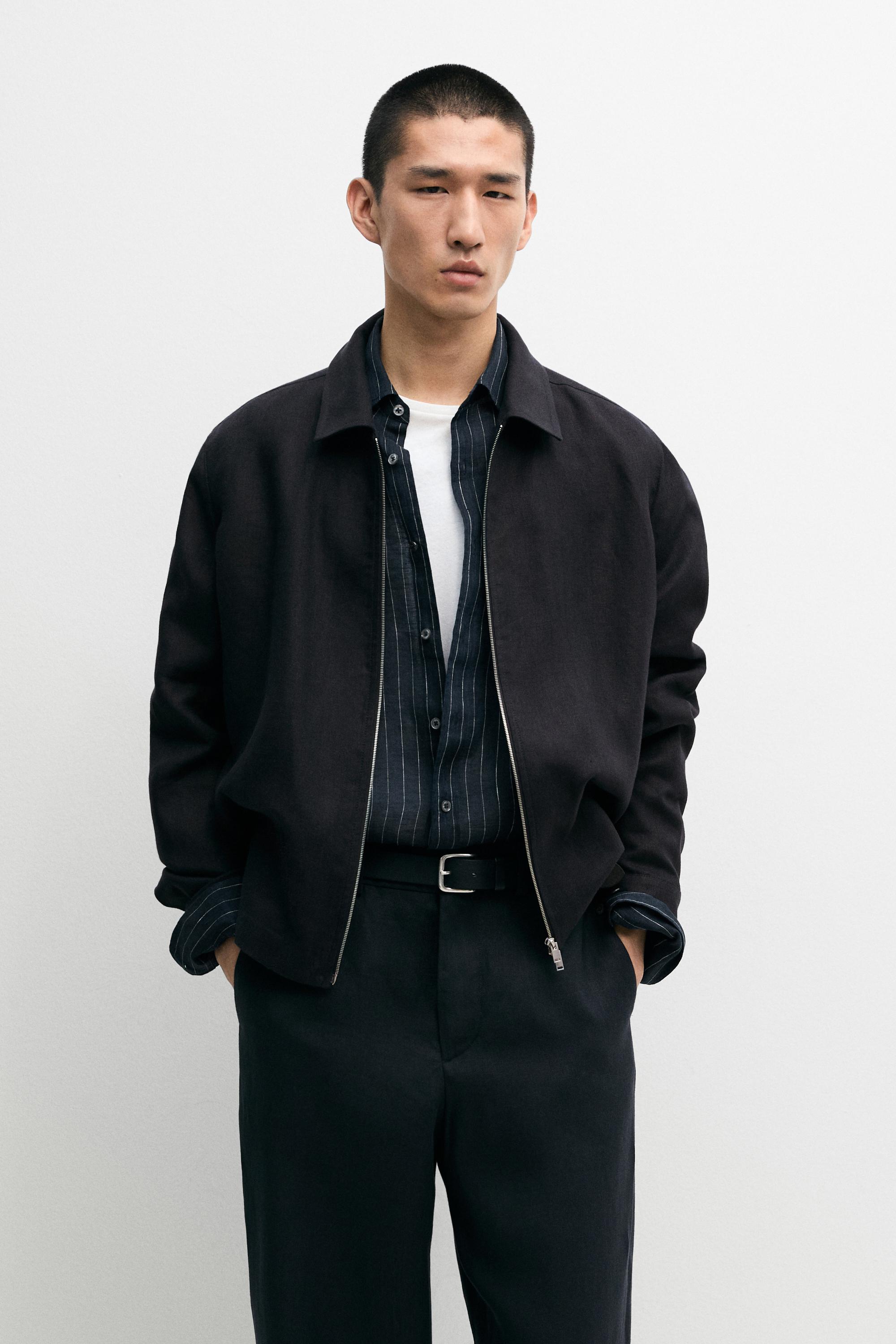Lightweight 100% linen trousers — NAVY BLUE