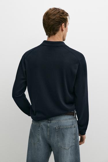 100% merino wool knit polo sweater — NAVY BLUE 5