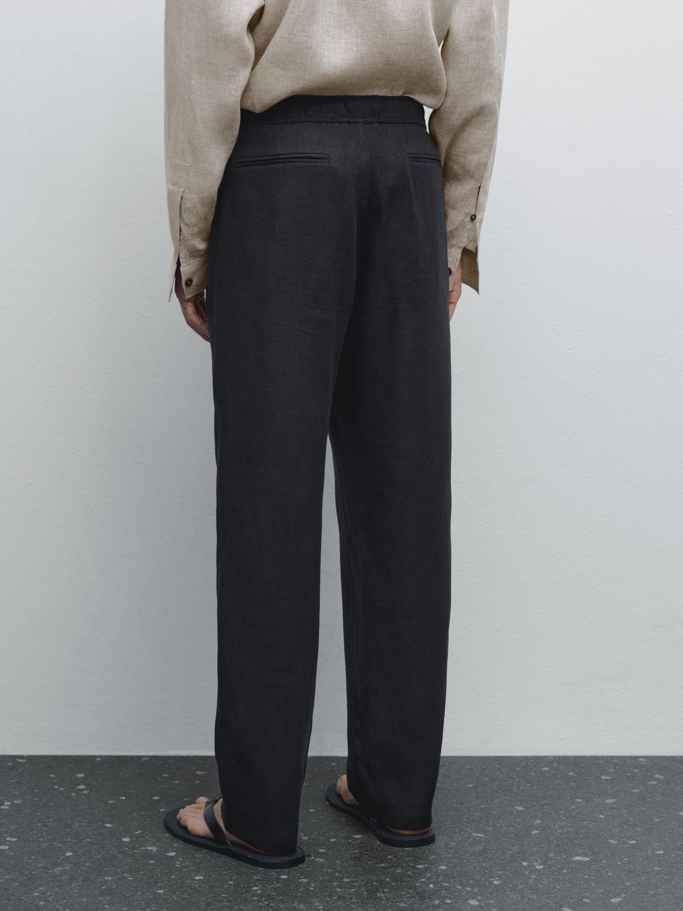 100% linen jogger fit trousers