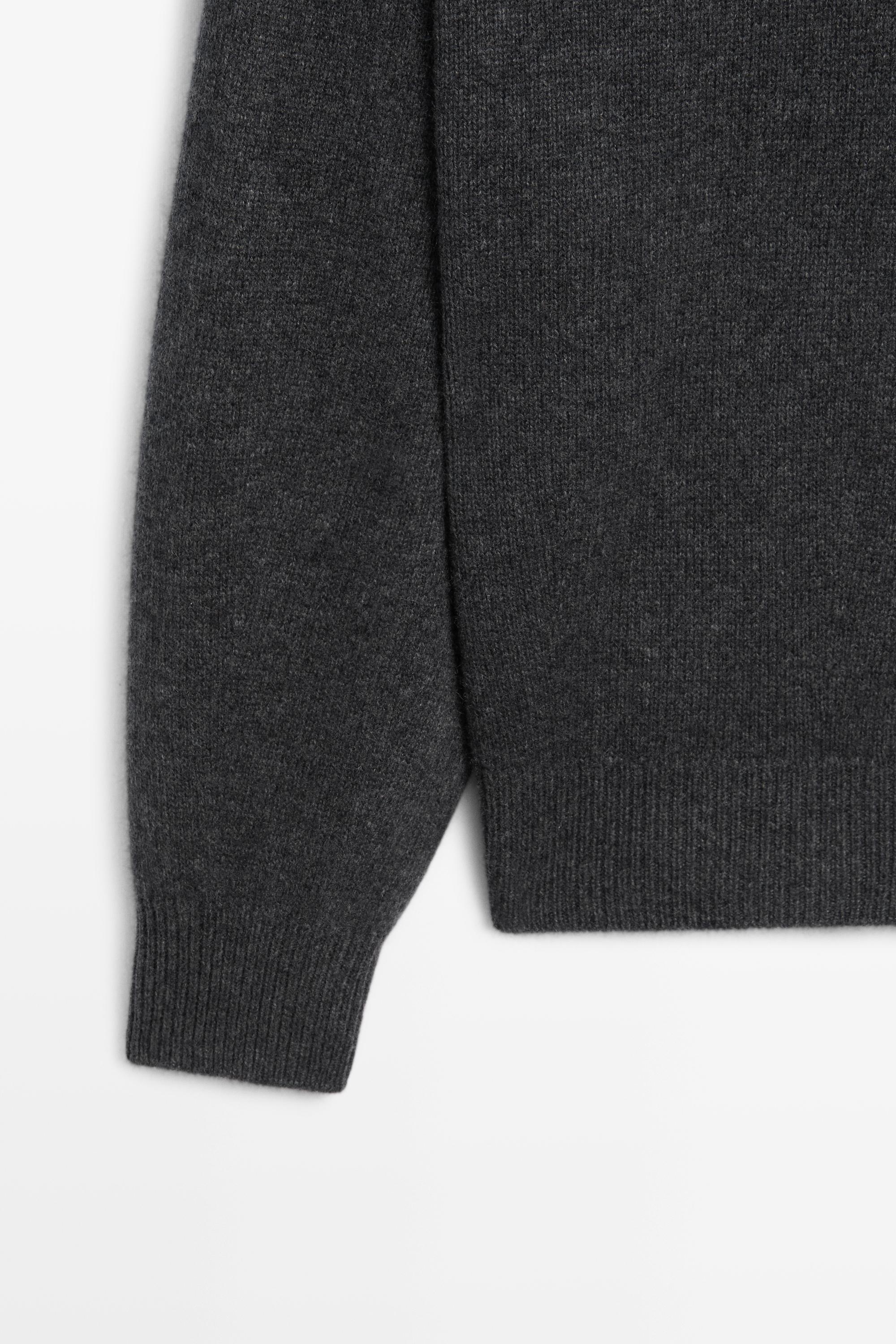 100% cashmere knit polo sweater — DARK GREY