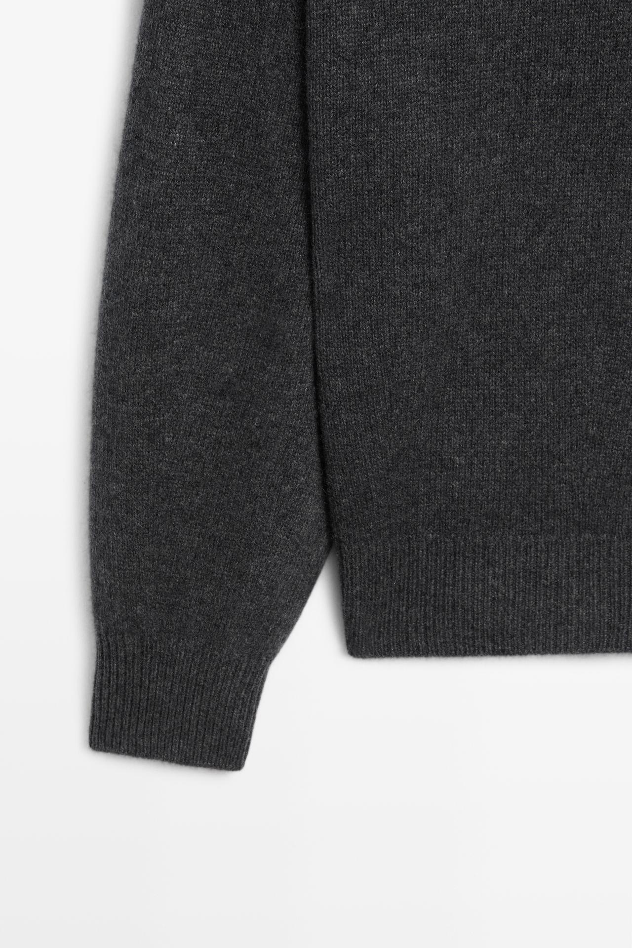 100% cashmere knit polo sweater — DARK GREY