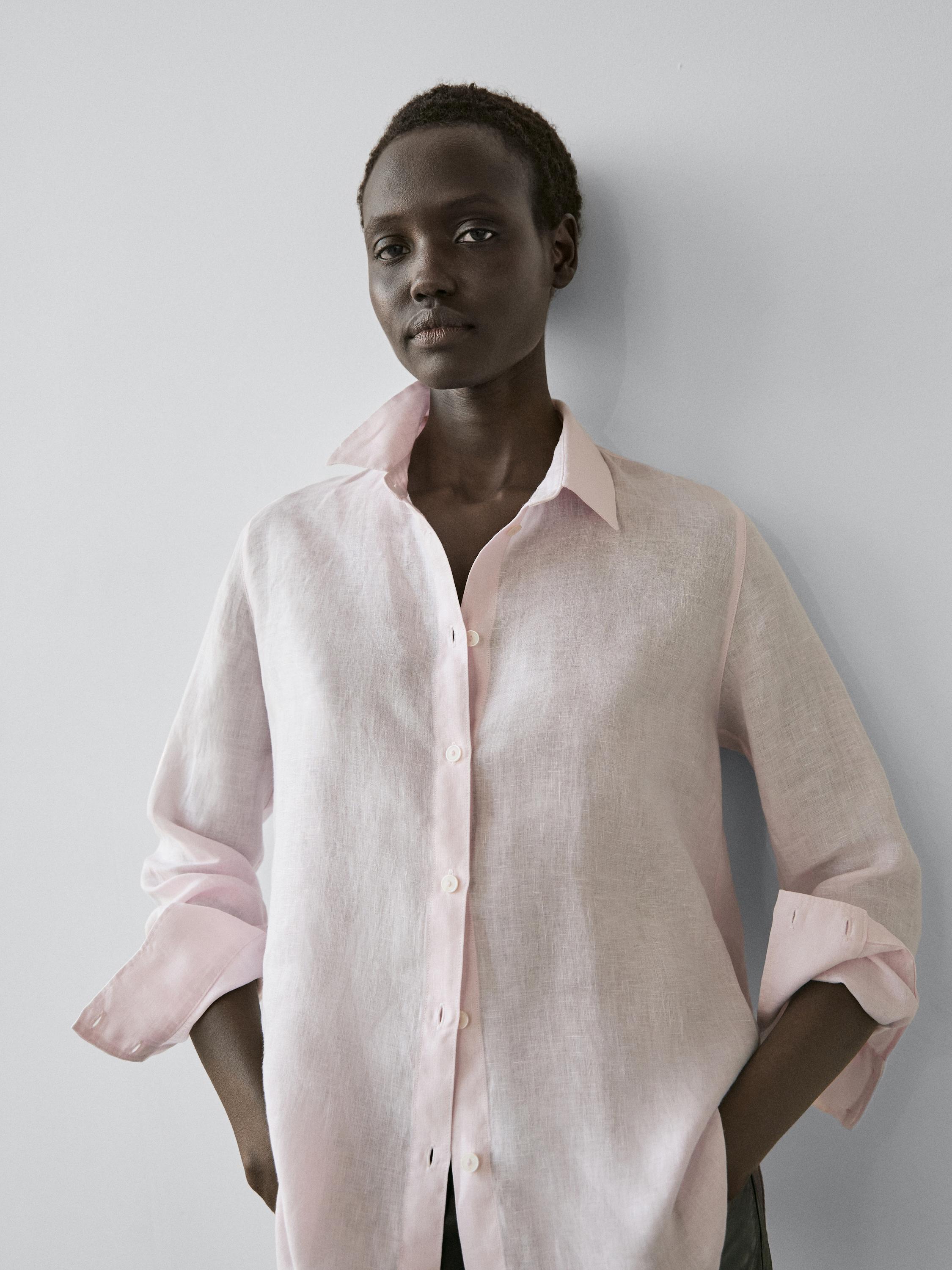 Flowing 100% linen shirt — PINK