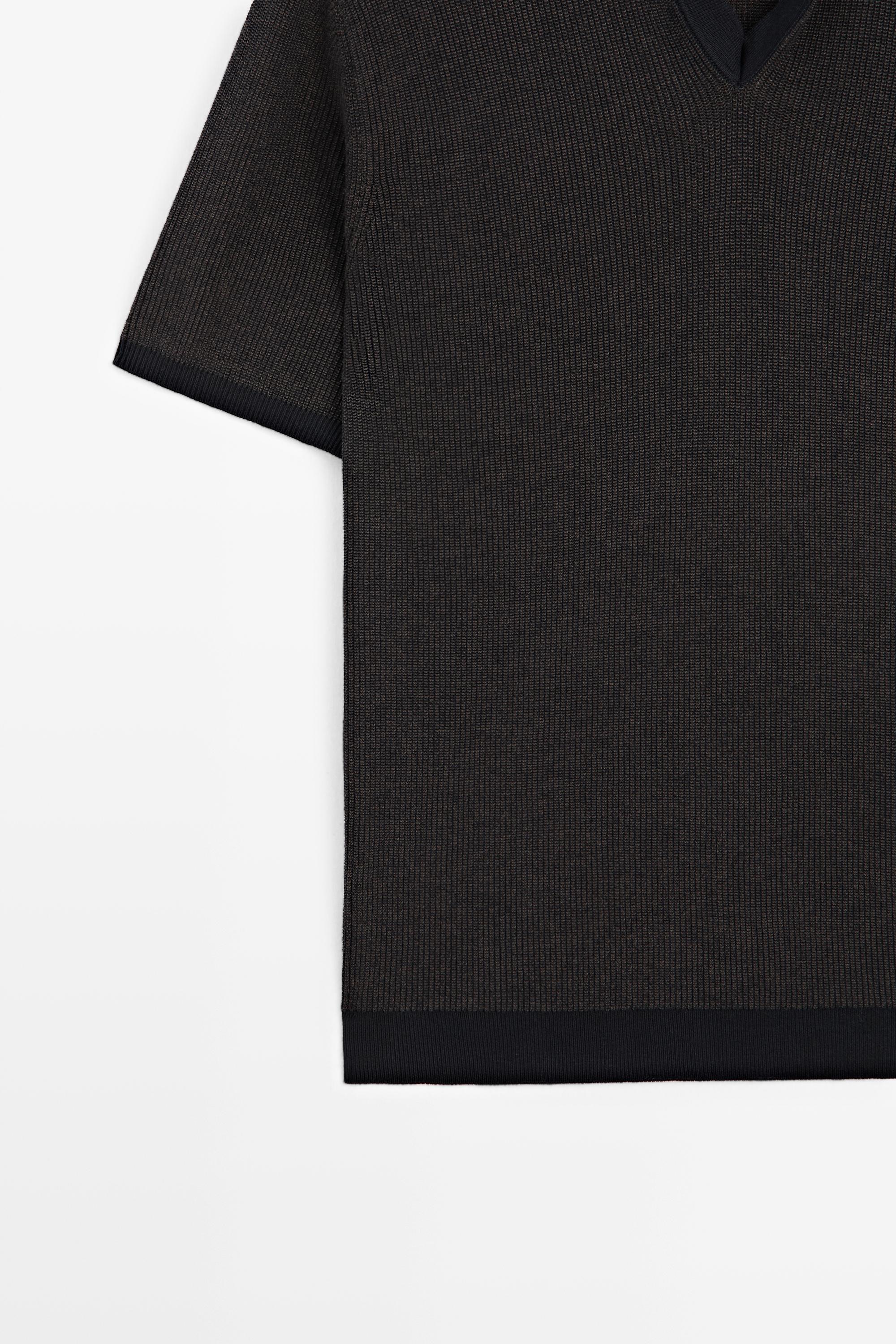 100% Cotton knit polo sweater — NAVY BLUE