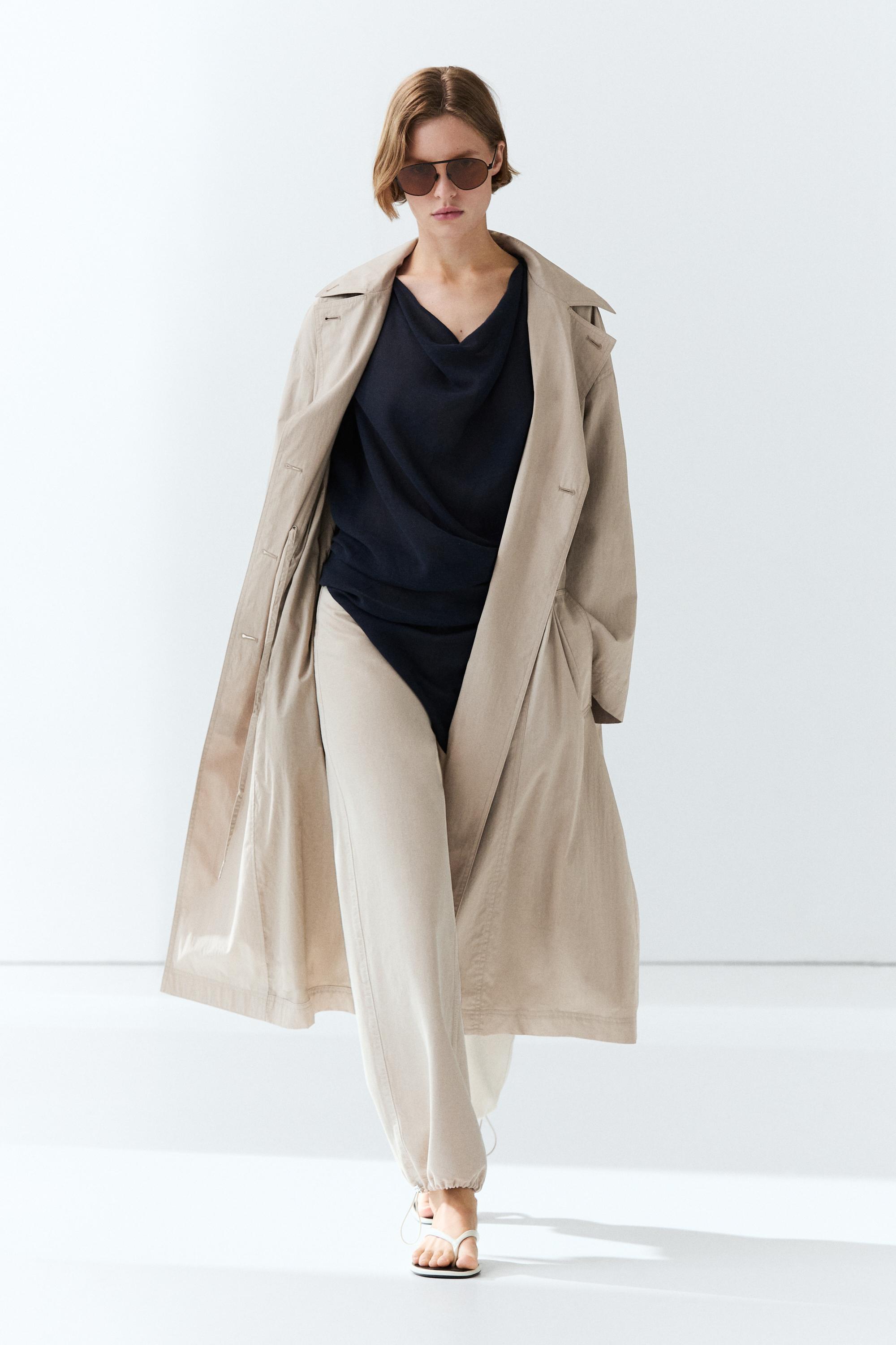 Cotton blend technical trench coat — Pearl grey
