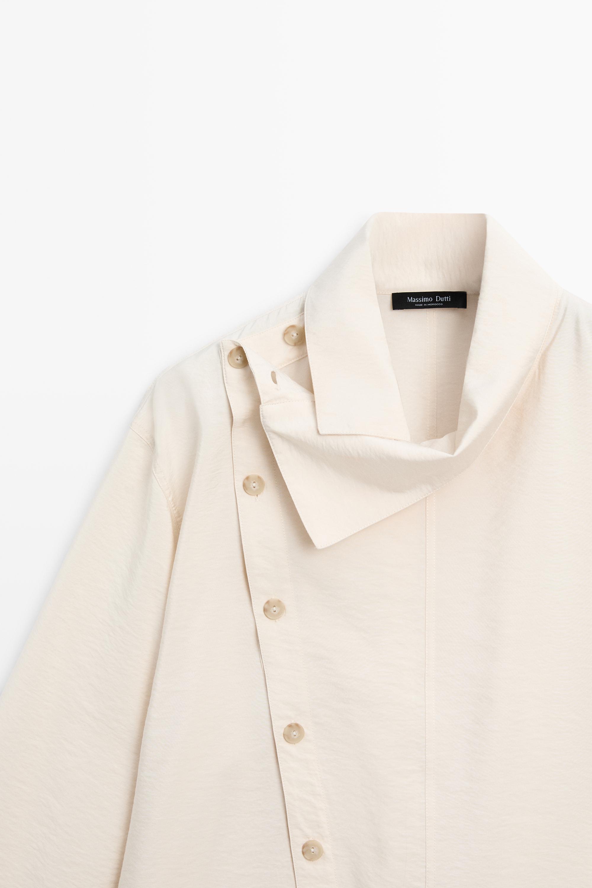 Flowing shirt with asymmetric buttons — BEIGE