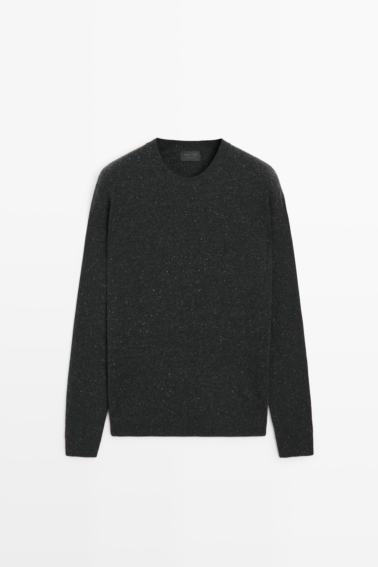 Heathered wool knit sweater — CHARCOAL