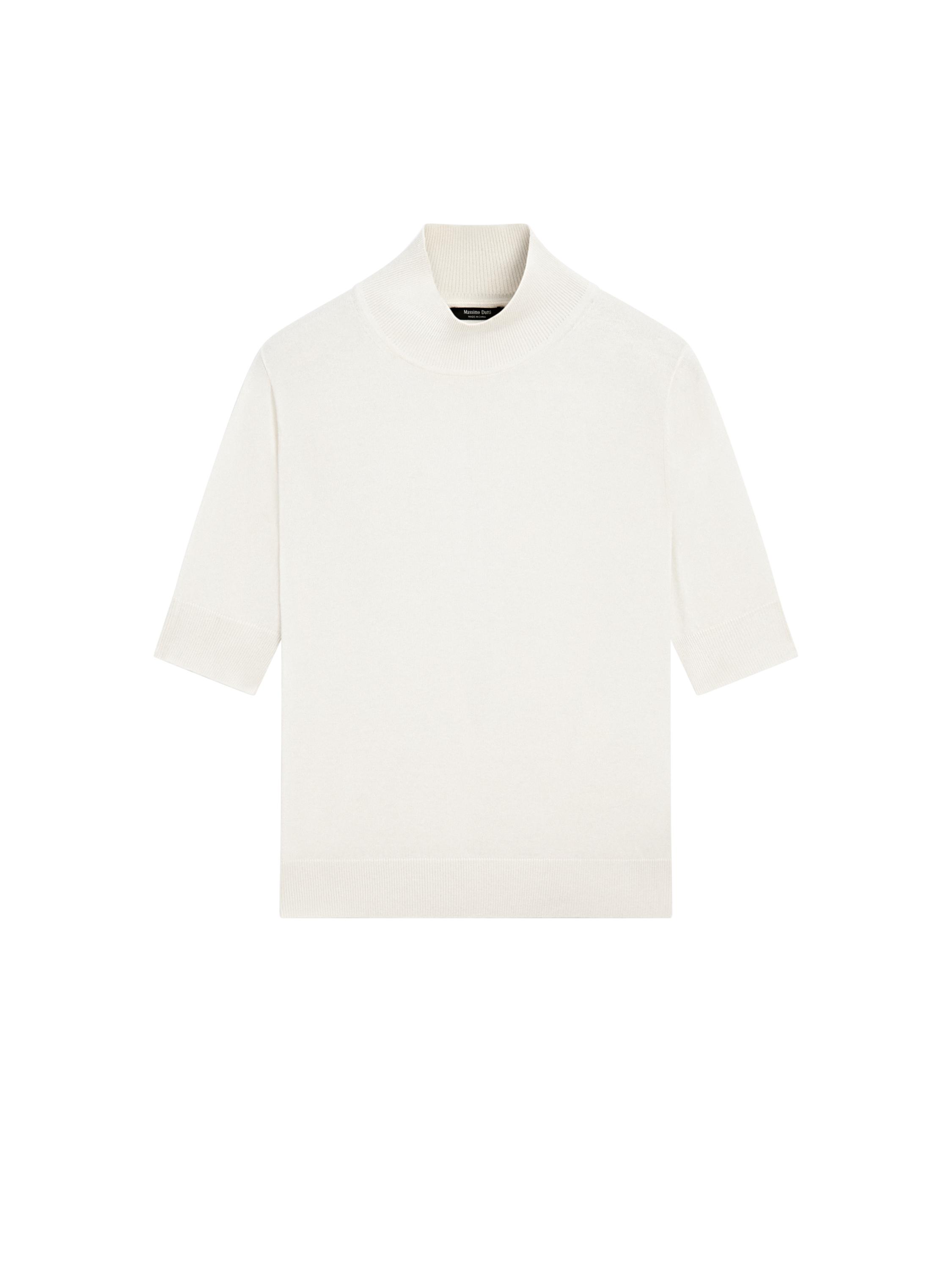 Silk blend knit sweater with back detail - STUDIO · Orange, Ivory