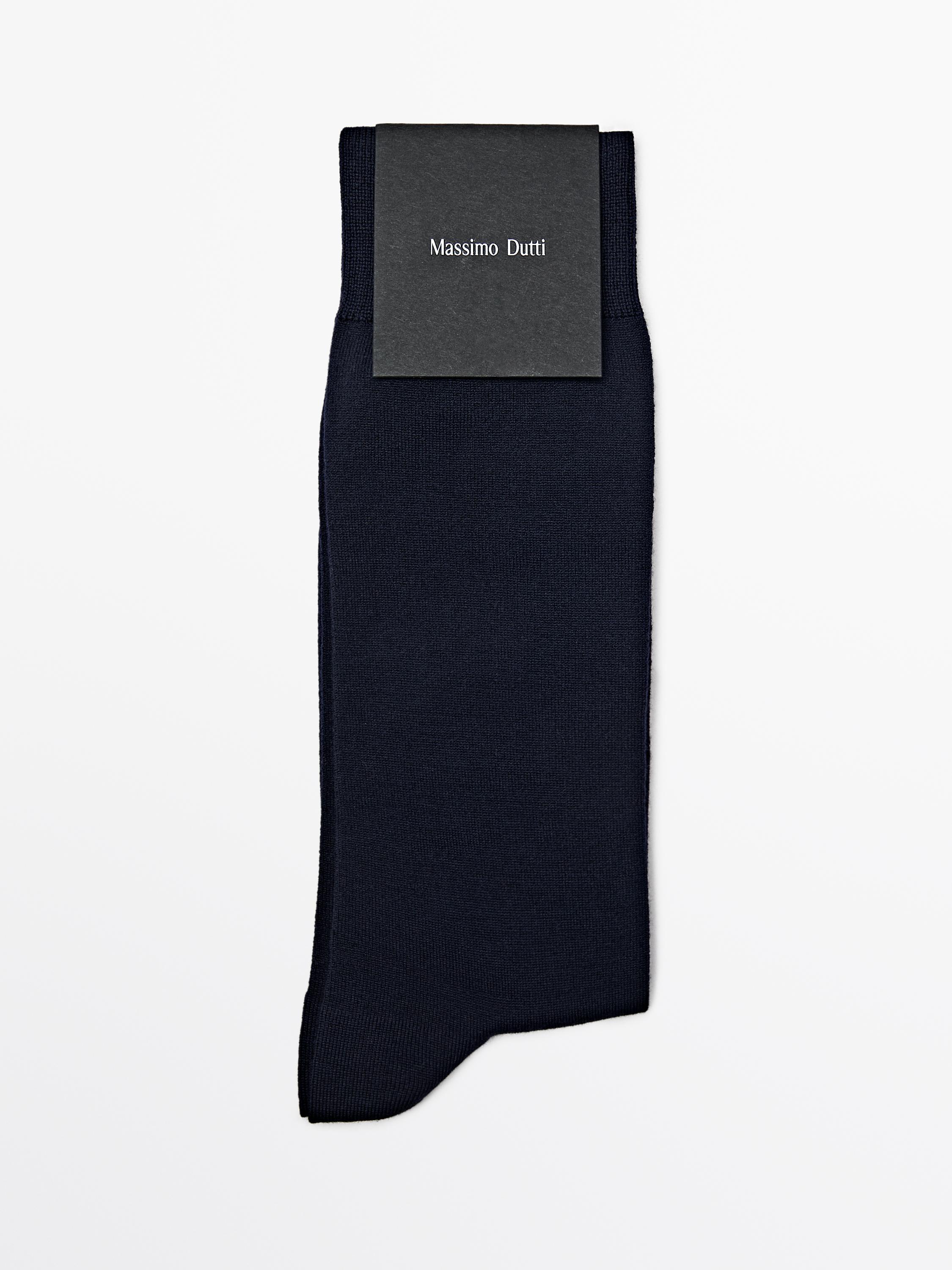 Plain wool blend knit socks