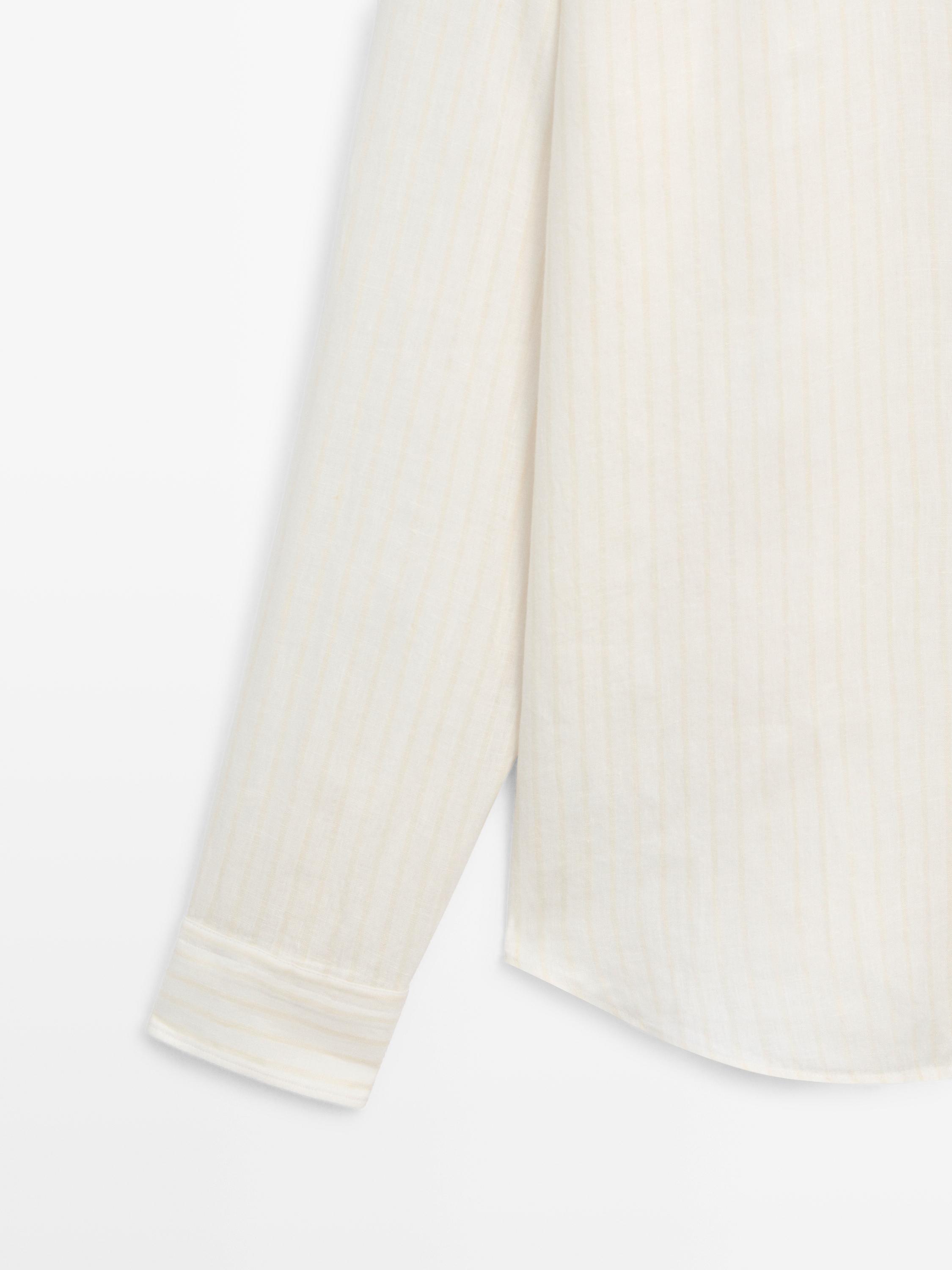 100% linen regular fit shirt — BEIGE