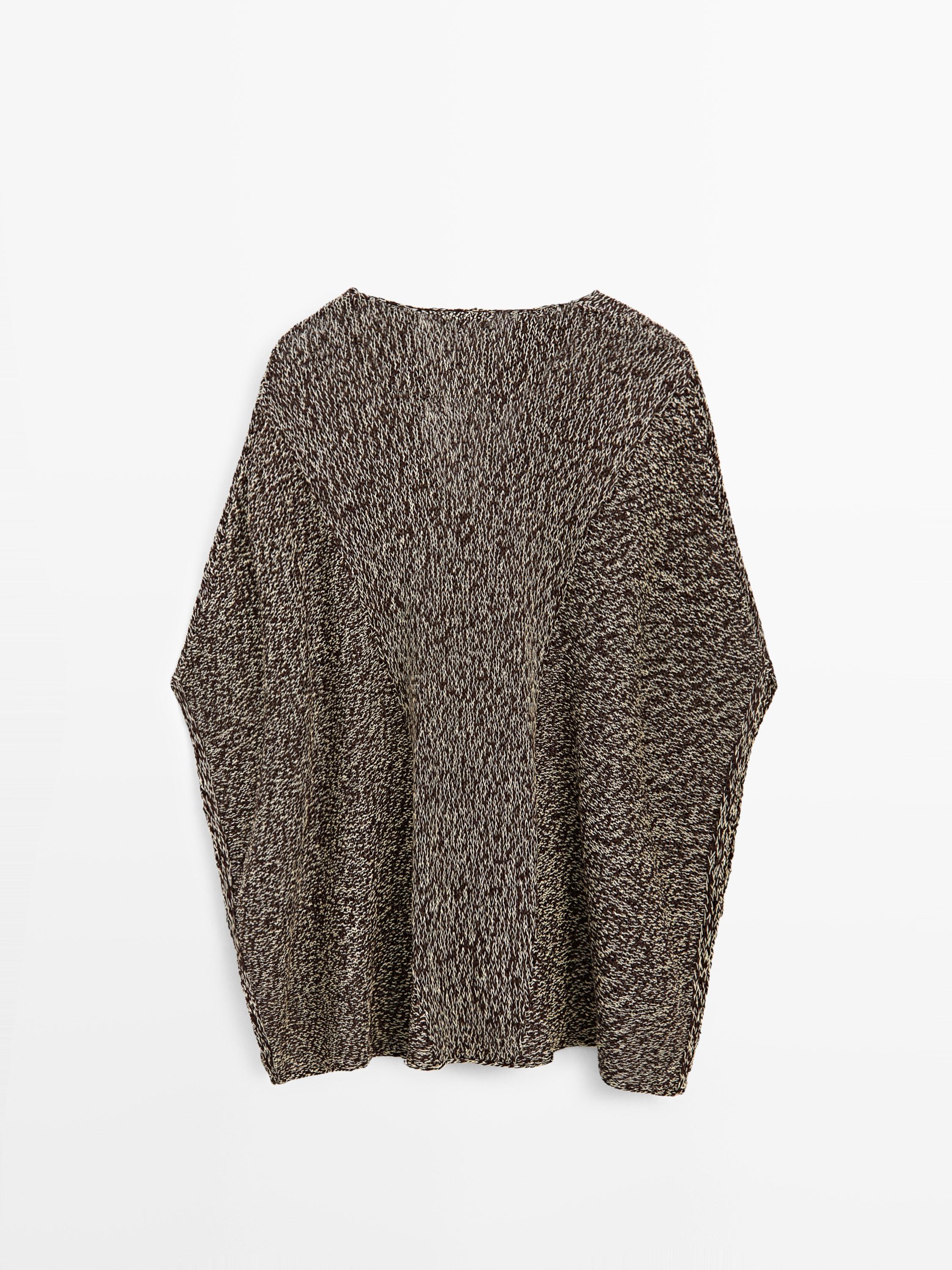 Cotton blend knit cape — BROWN