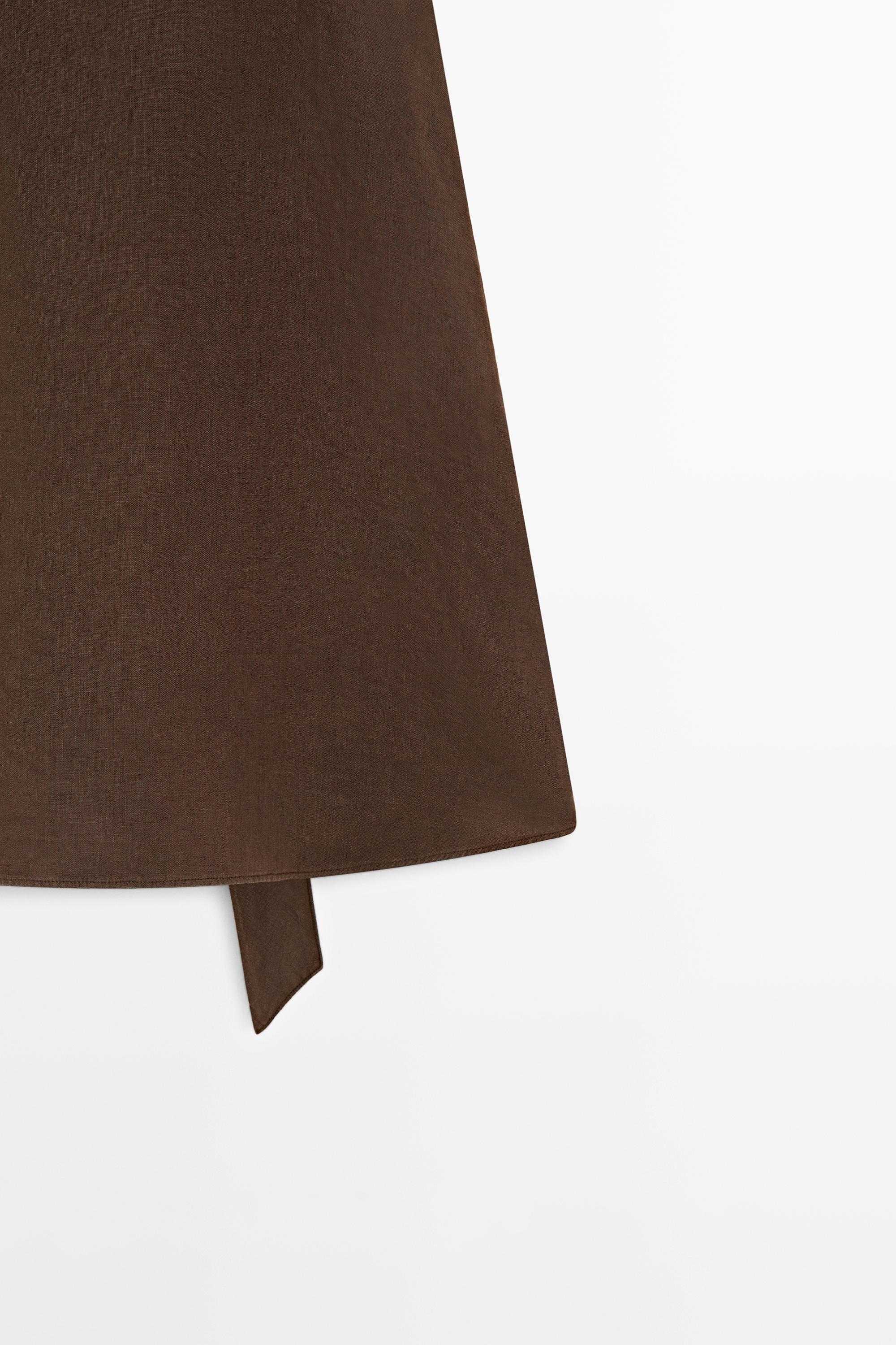 100% linen flowing halter top — BROWN